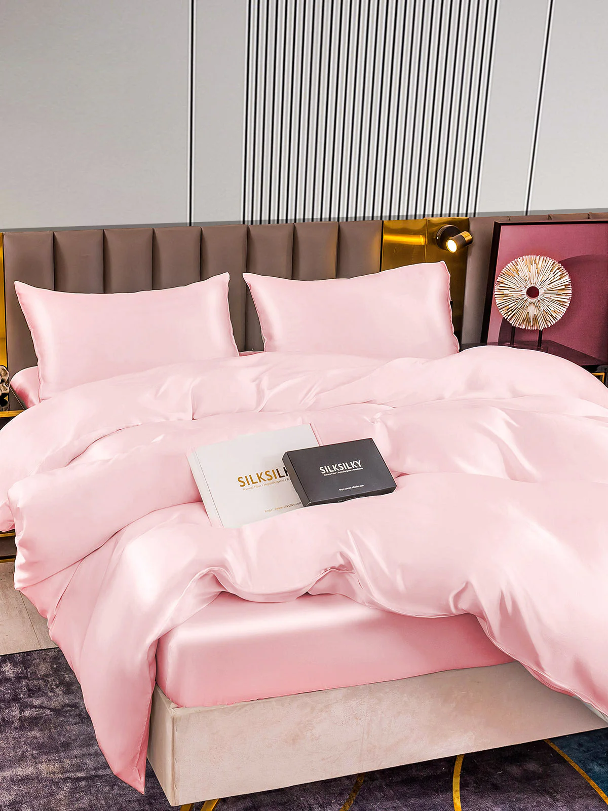22Momme 4Pcs Silk Set Duvet Cover+Fitted Sheet+2x Pillowcases - Image 48