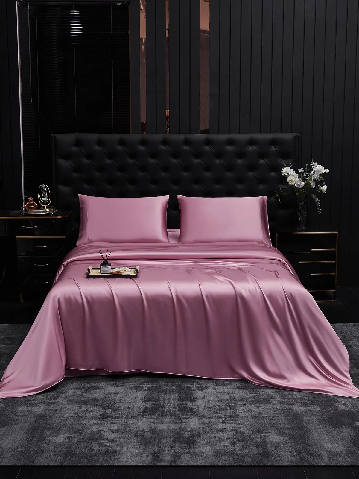 22Momme 4Pcs Silk Set Duvet Cover+Fitted Sheet+2x Pillowcases - Image 74