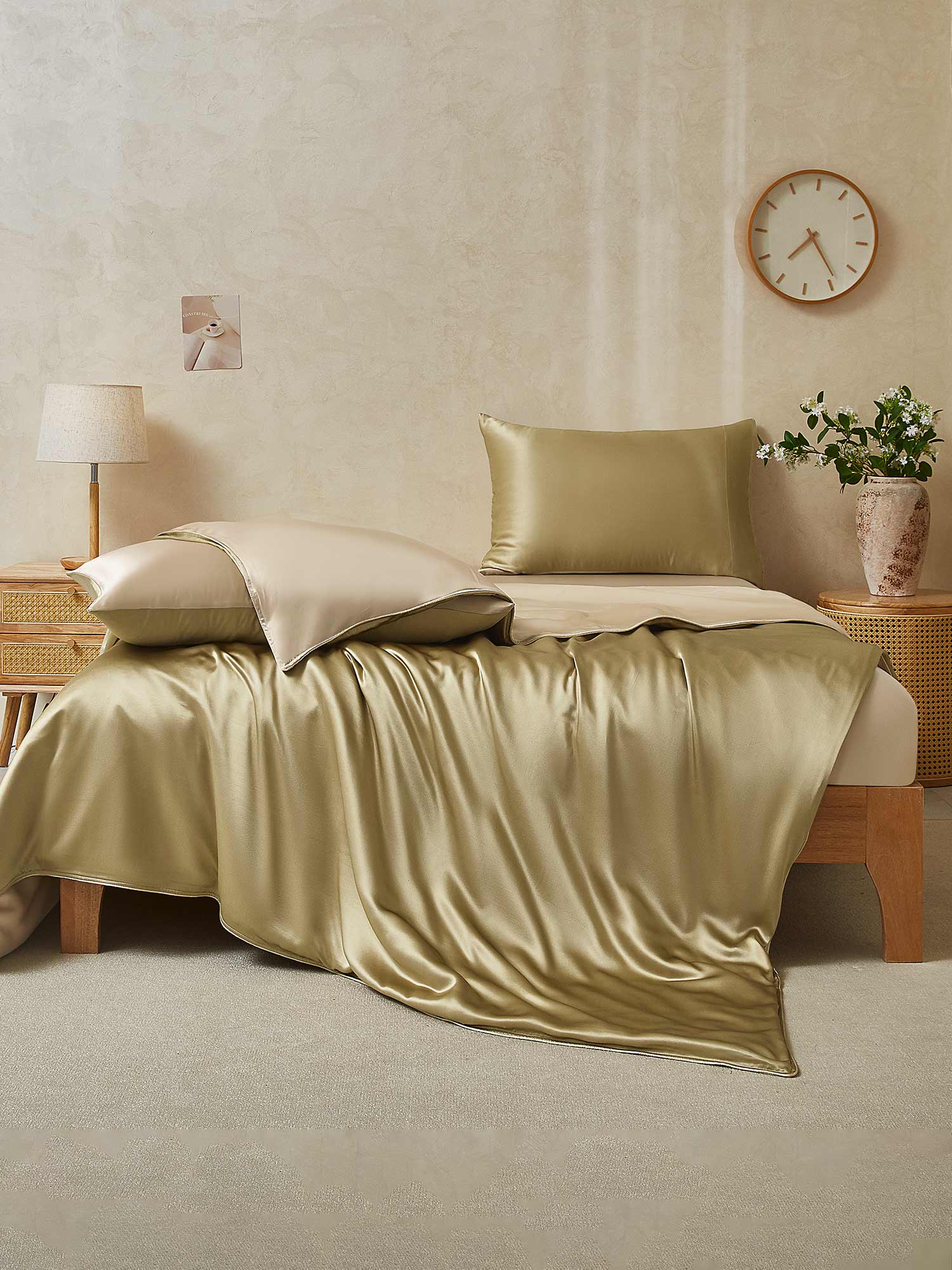 22Momme 4Pcs Silk Set Duvet Cover+Fitted Sheet+2x Pillowcases - Image 93