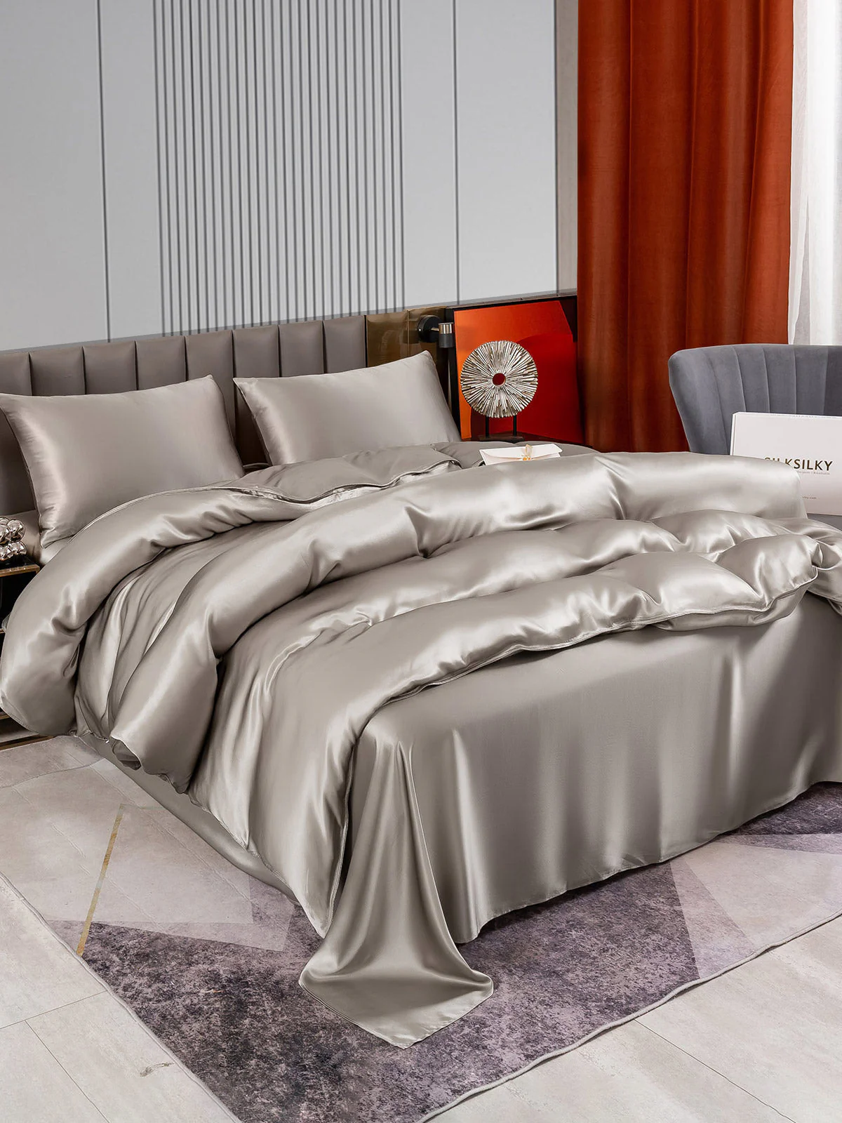 22Momme 4Pcs Silk Set Duvet Cover+Flat Sheet+2x Pillowcases - Image 26