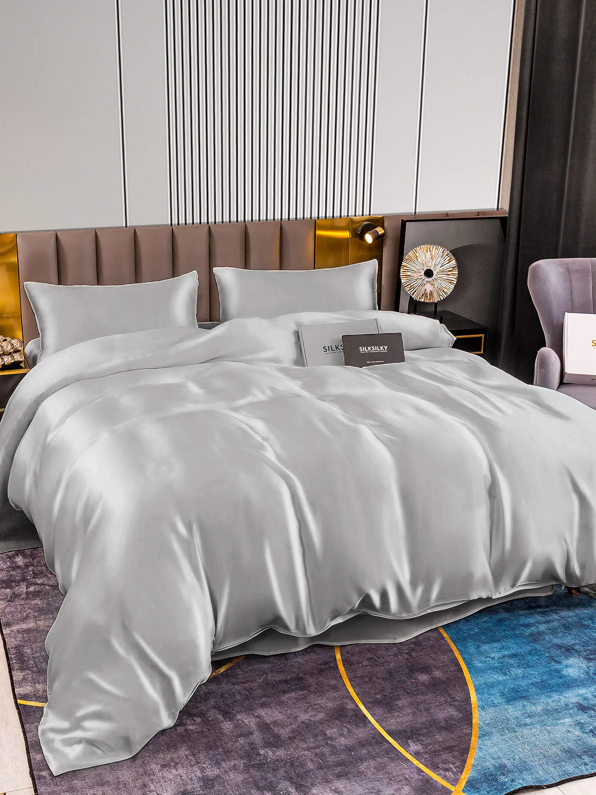 22Momme 4Pcs Silk Set Duvet Cover+Flat Sheet+2x Pillowcases - Image 35
