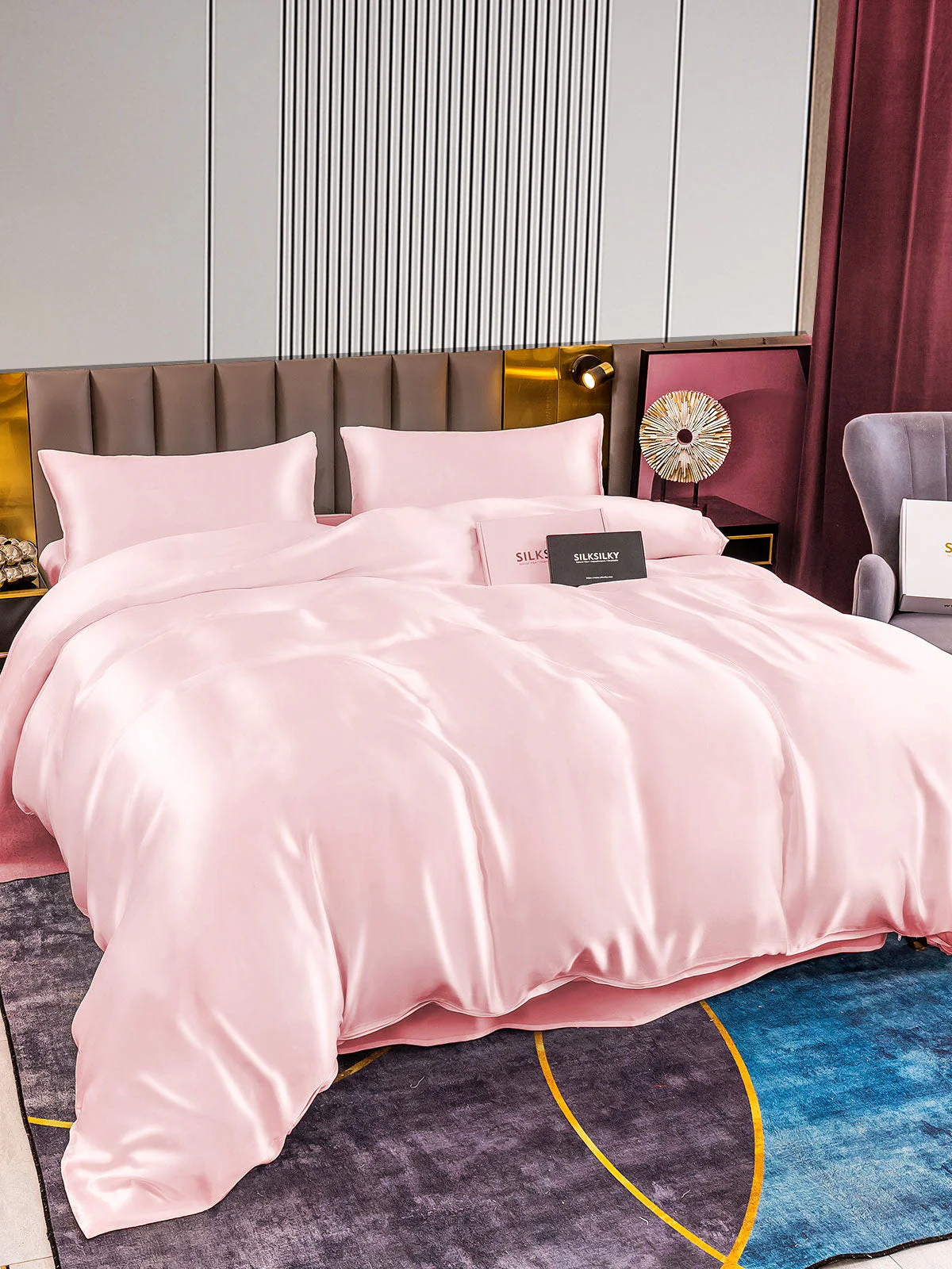 22Momme 4Pcs Silk Set Duvet Cover+Flat Sheet+2x Pillowcases - Image 40