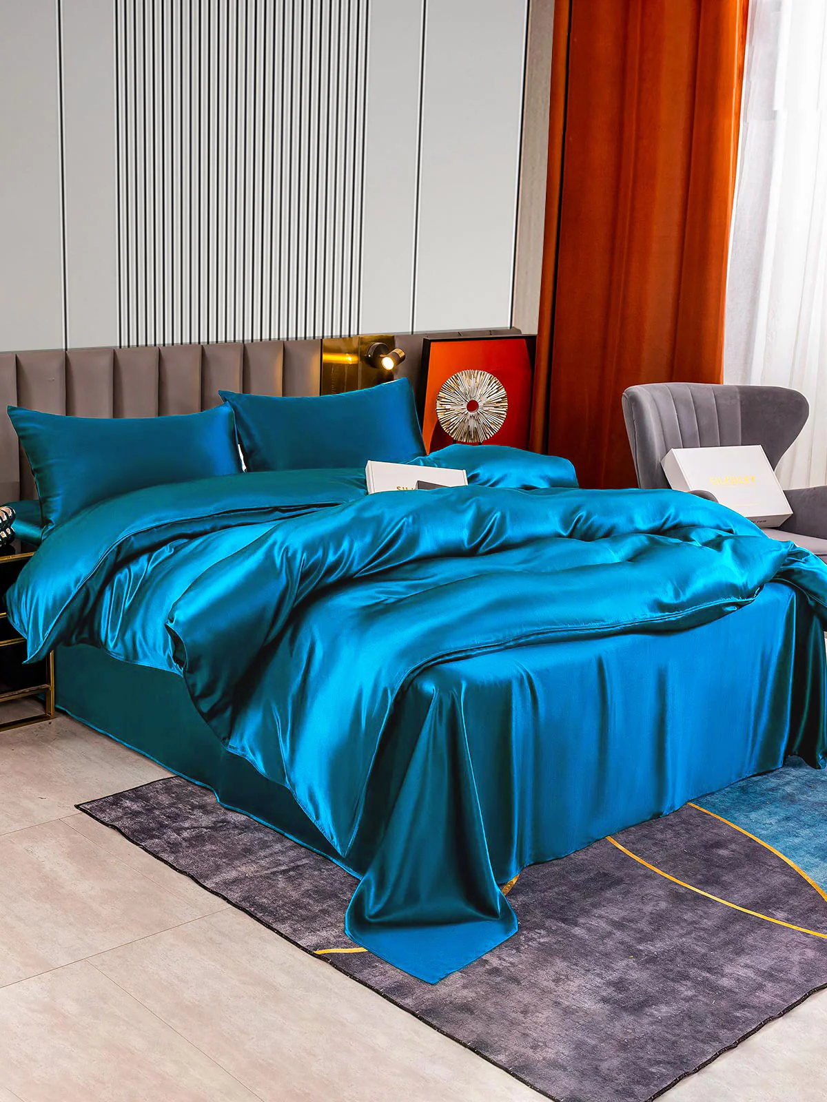 22Momme 4Pcs Silk Set Duvet Cover+Flat Sheet+2x Pillowcases - Image 44