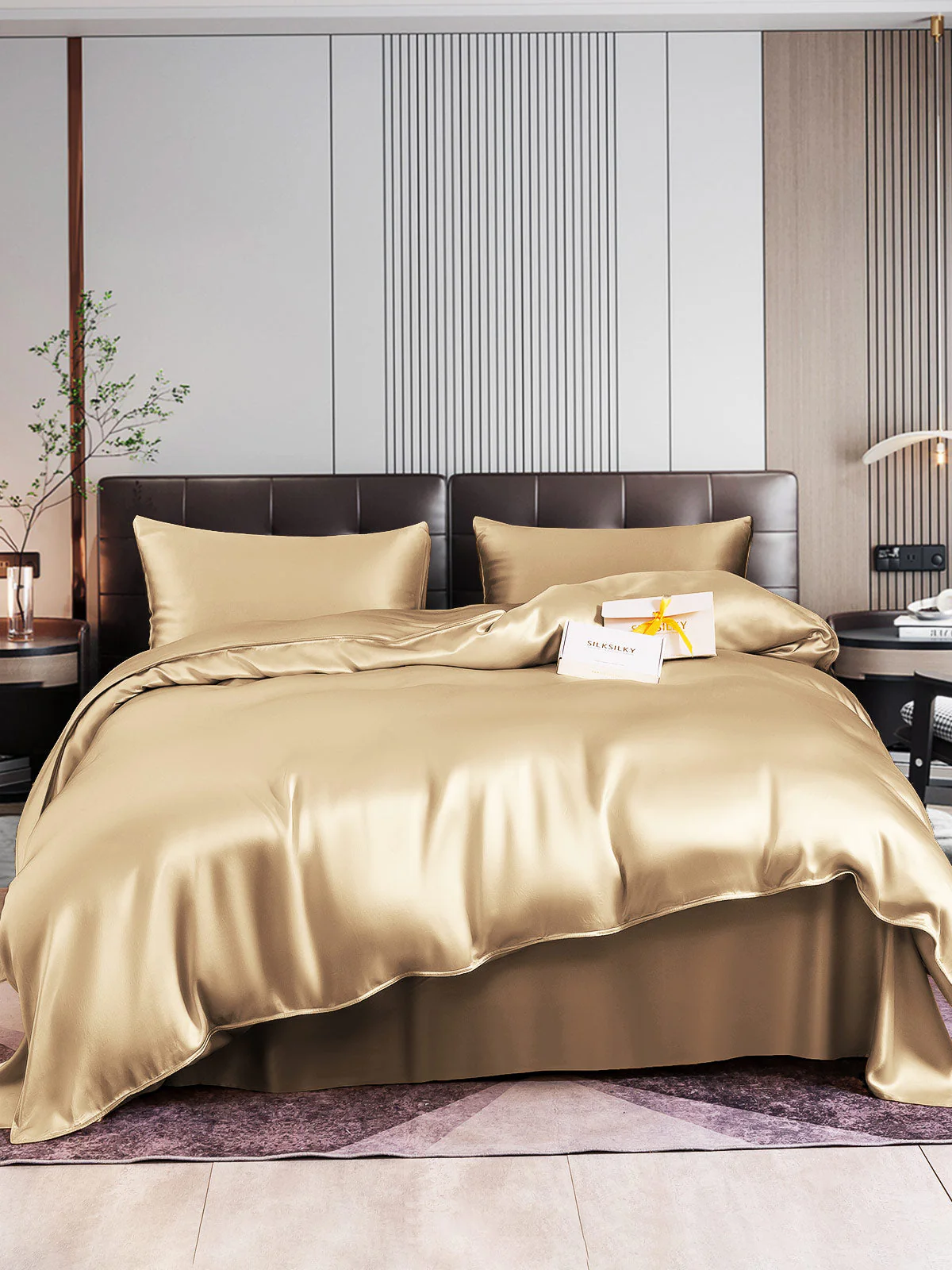 22Momme 4Pcs Silk Set Duvet Cover+Flat Sheet+2x Pillowcases - Image 55