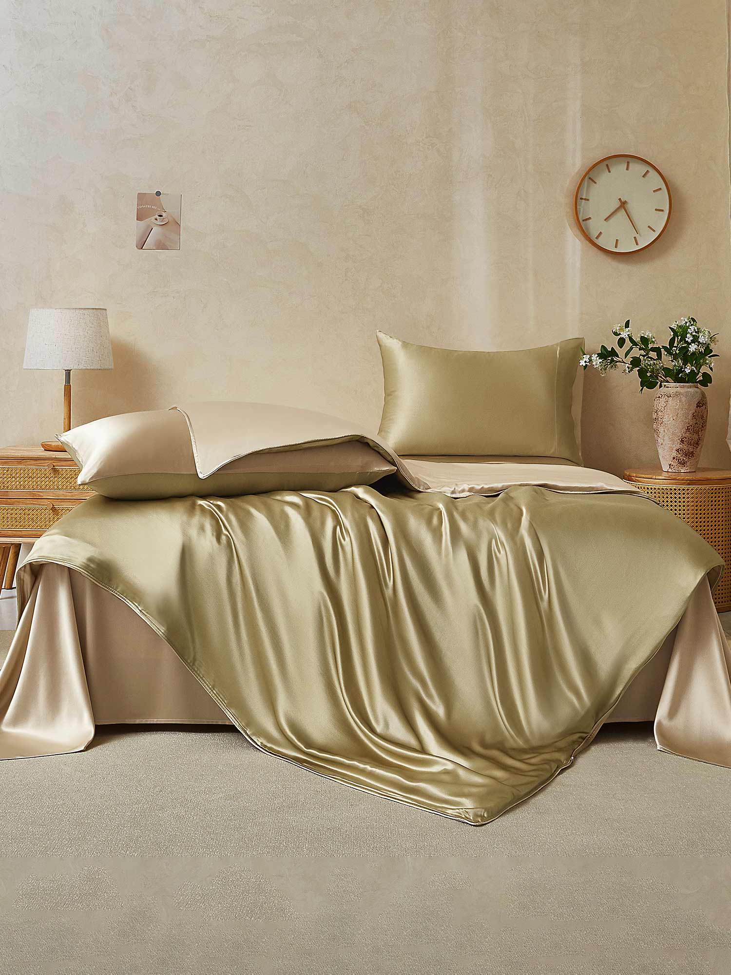 22Momme 4Pcs Silk Set Duvet Cover+Flat Sheet+2x Pillowcases - Image 65