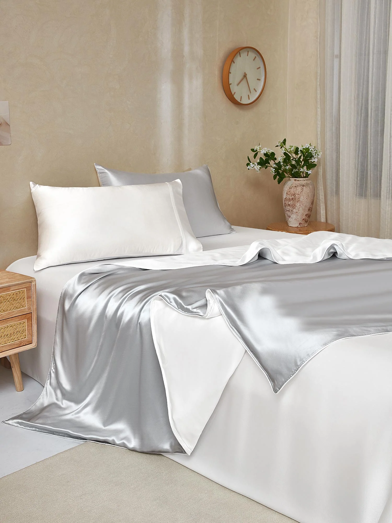 22Momme 4Pcs Silk Set Duvet Cover+Flat Sheet+2x Pillowcases - Image 72