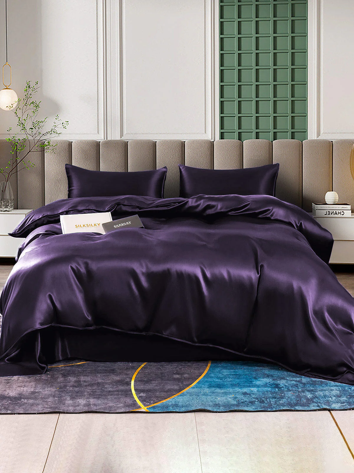 22Momme 4Pcs Silk Set Duvet Cover+Flat Sheet+2x Pillowcases - Image 88
