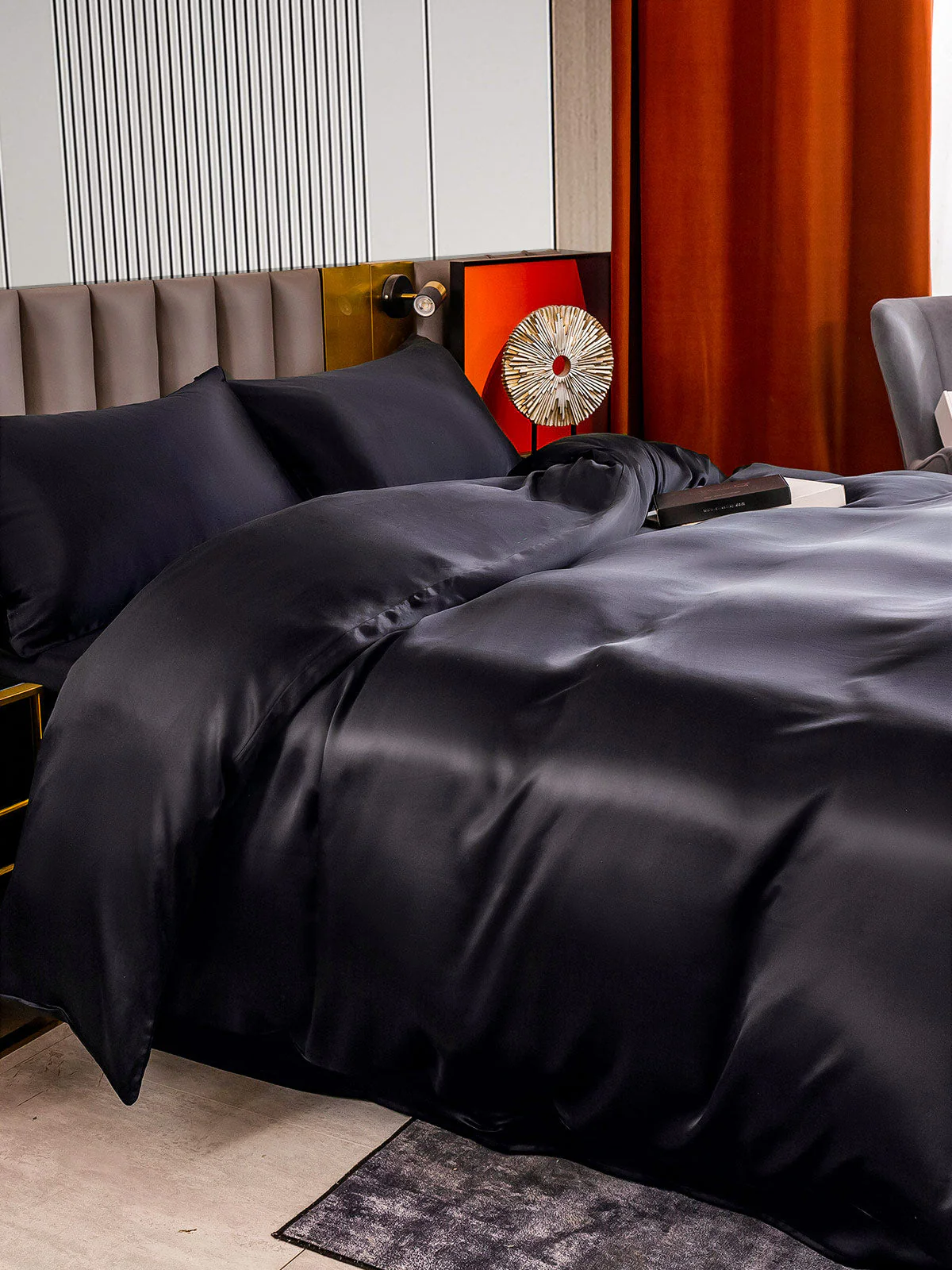 22Momme 4Pcs Silk Set Duvet Cover+Flat Sheet+2x Pillowcases - Image 9