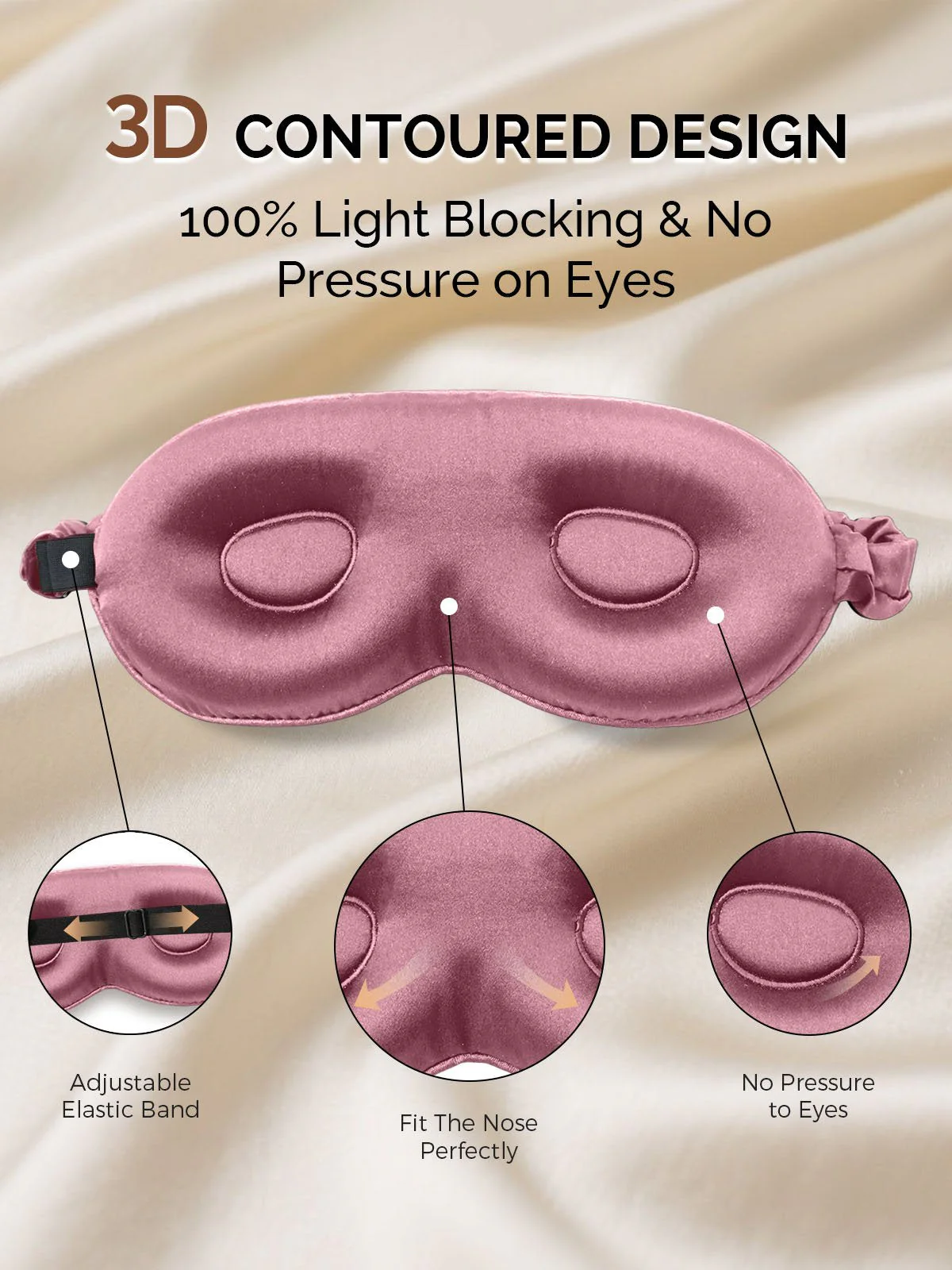 22Momme Pure Silk 3D Contoured Adjustable Eye Mask - Image 16