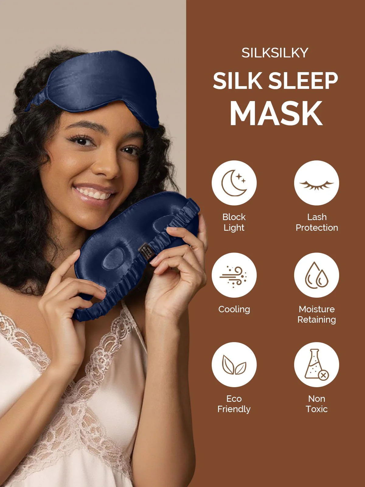 22Momme Pure Silk 3D Contoured Adjustable Eye Mask - Image 21