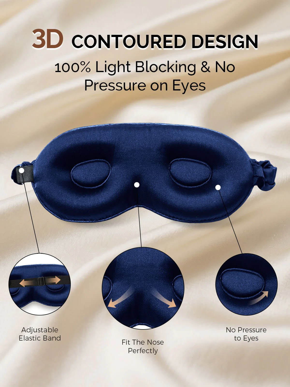 22Momme Pure Silk 3D Contoured Adjustable Eye Mask - Image 22