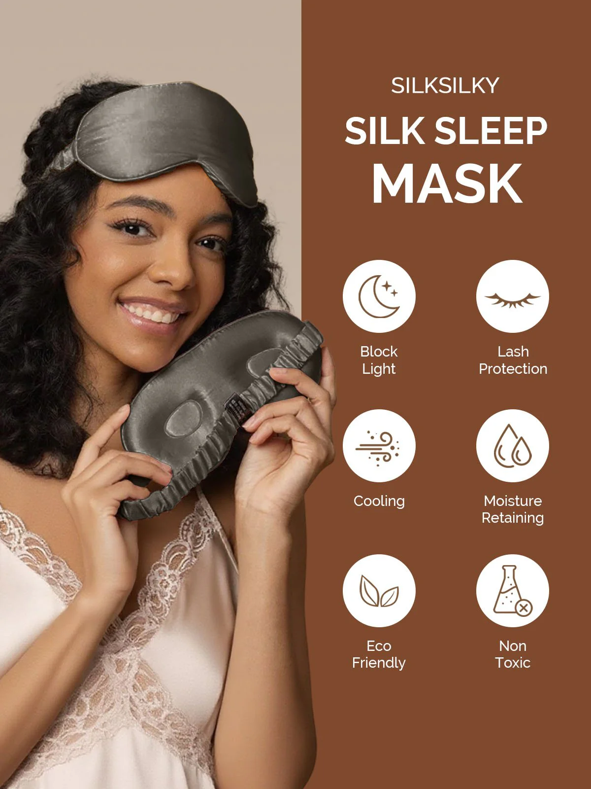 22Momme Pure Silk 3D Contoured Adjustable Eye Mask - Image 27