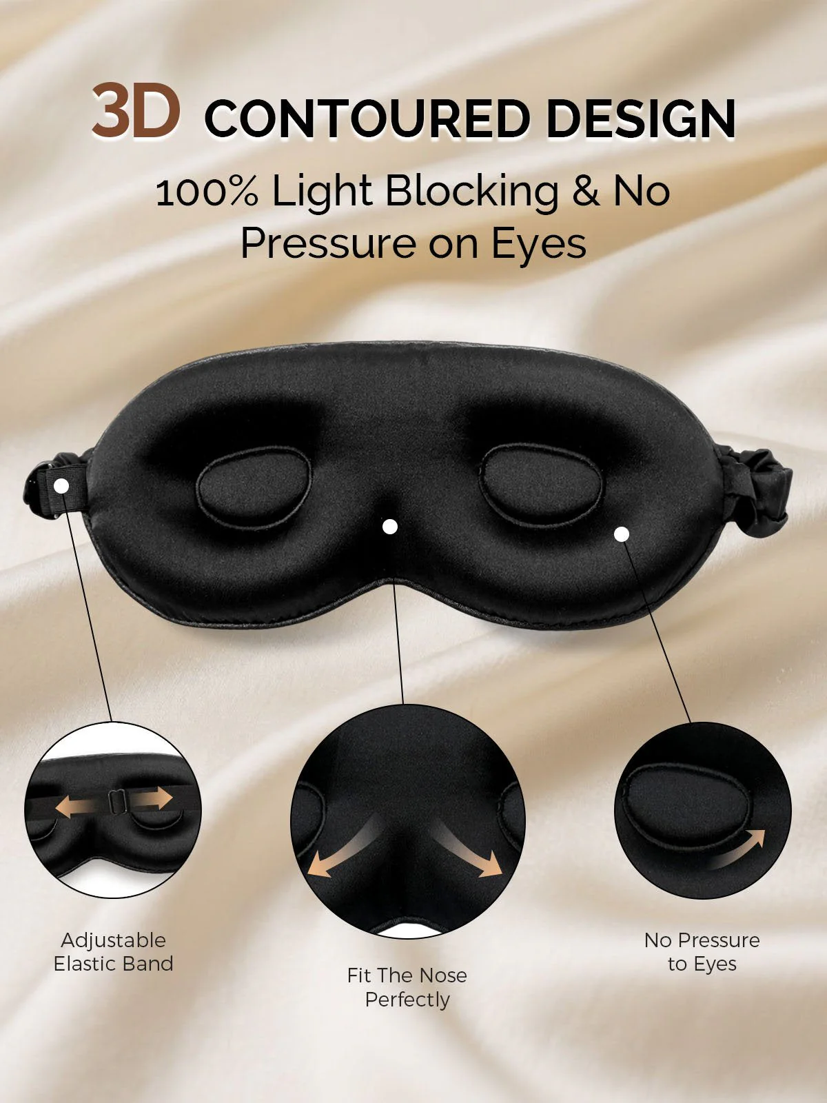 22Momme Pure Silk 3D Contoured Adjustable Eye Mask - Image 4