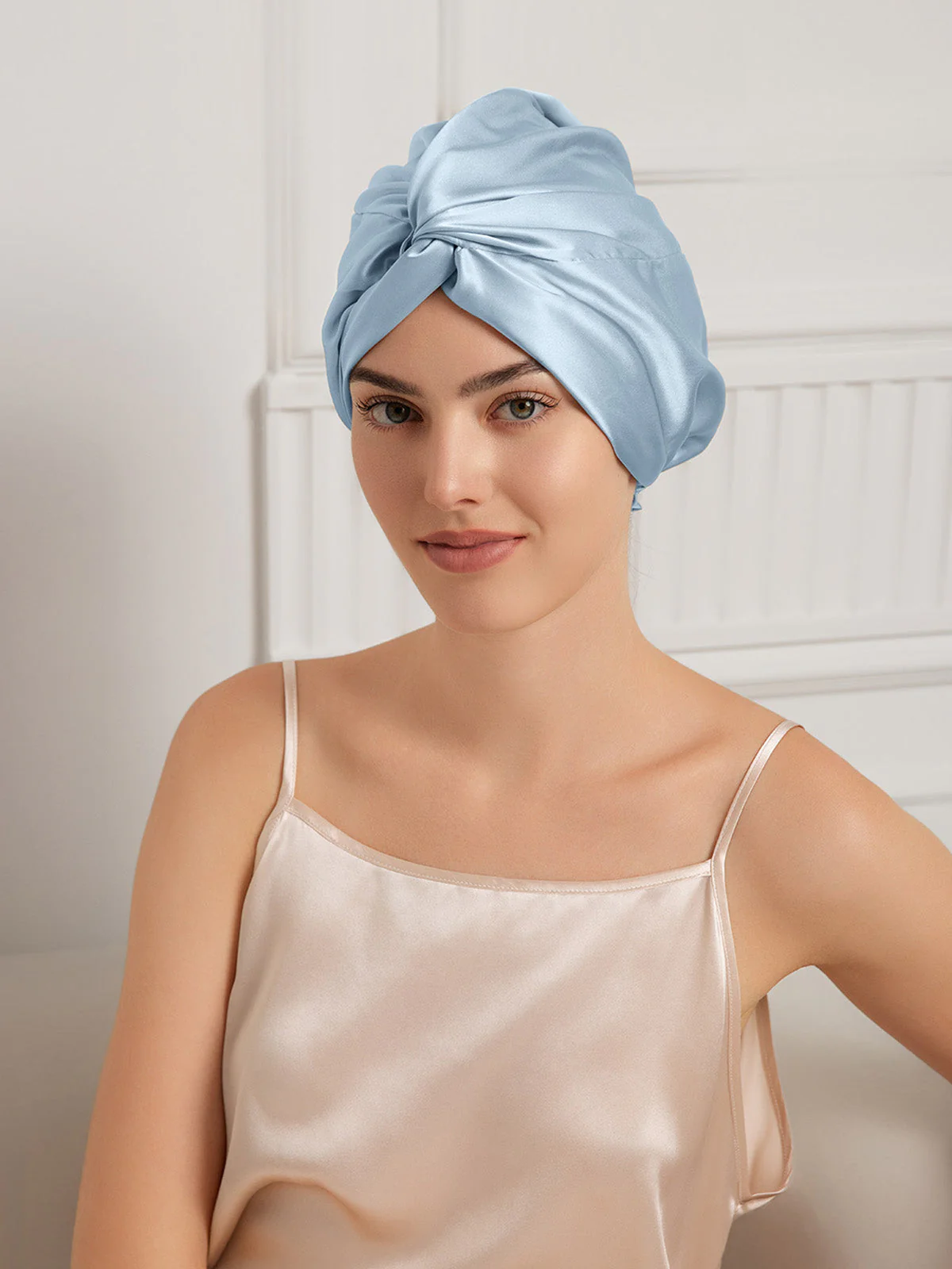 22Momme Pure Silk Knot-Front Hair Bonnet with Adjustable Button Design - Image 15