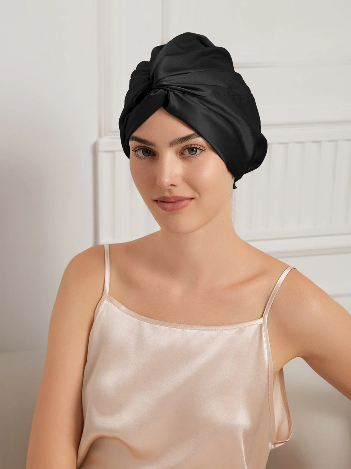 22Momme Pure Silk Knot-Front Hair Bonnet with Adjustable Button Design - Image 8