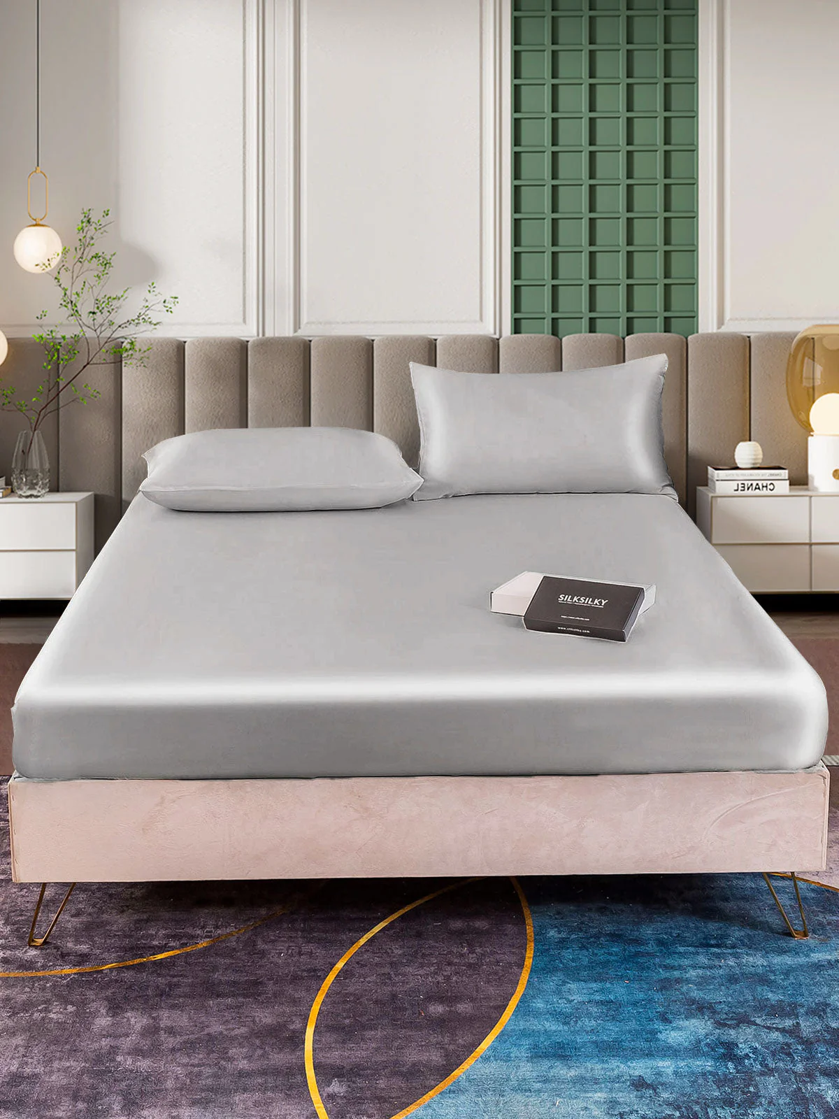 25Momme 3Pcs Silk Set Fitted Sheet+2x Pillowcases - Image 20