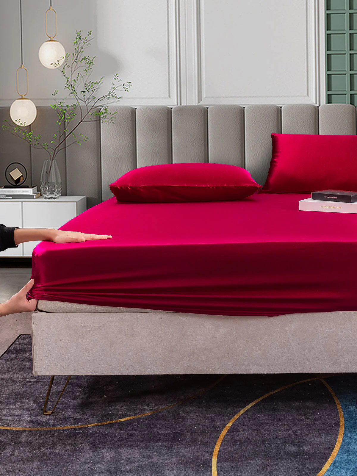 25Momme 3Pcs Silk Set Fitted Sheet+2x Pillowcases - Image 30