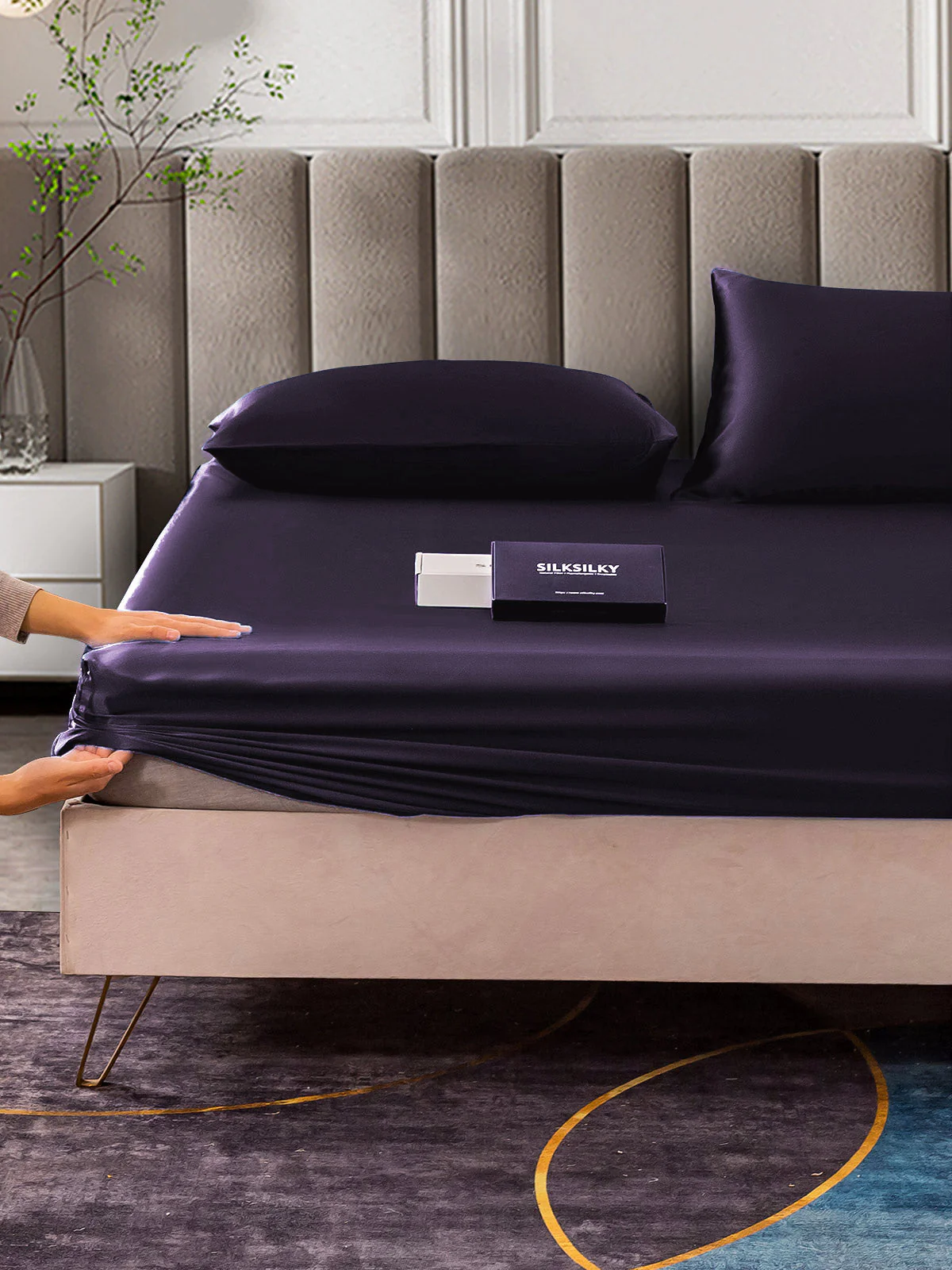 25Momme 3Pcs Silk Set Fitted Sheet+2x Pillowcases - Image 42