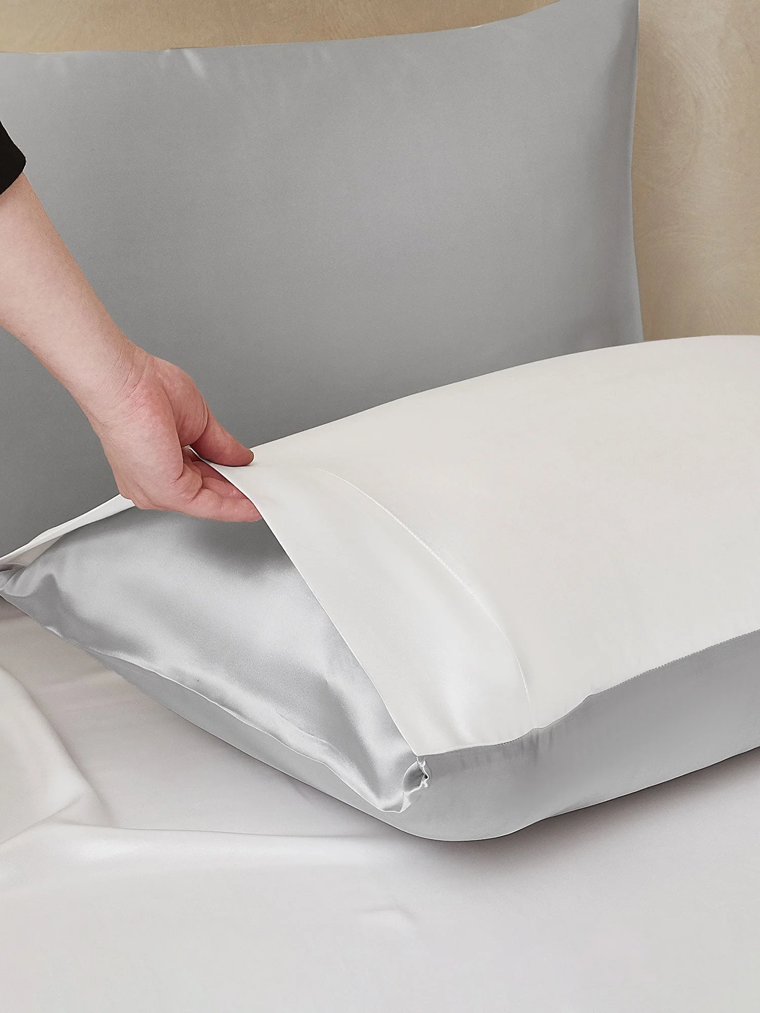 25Momme 3Pcs Silk Set Fitted Sheet+2x Pillowcases - Image 69