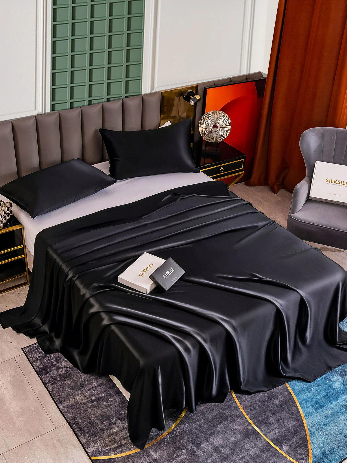 25Momme 3Pcs Silk Set Flat Sheet+2x Pillowcases - Image 12