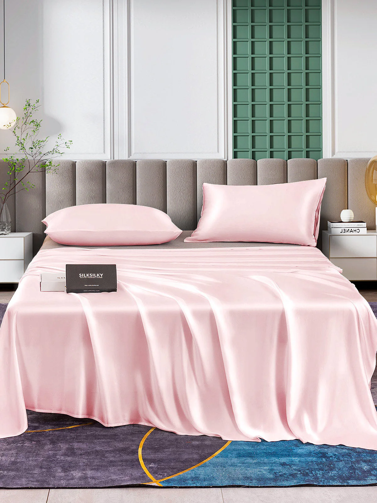 25Momme 3Pcs Silk Set Flat Sheet+2x Pillowcases - Image 16