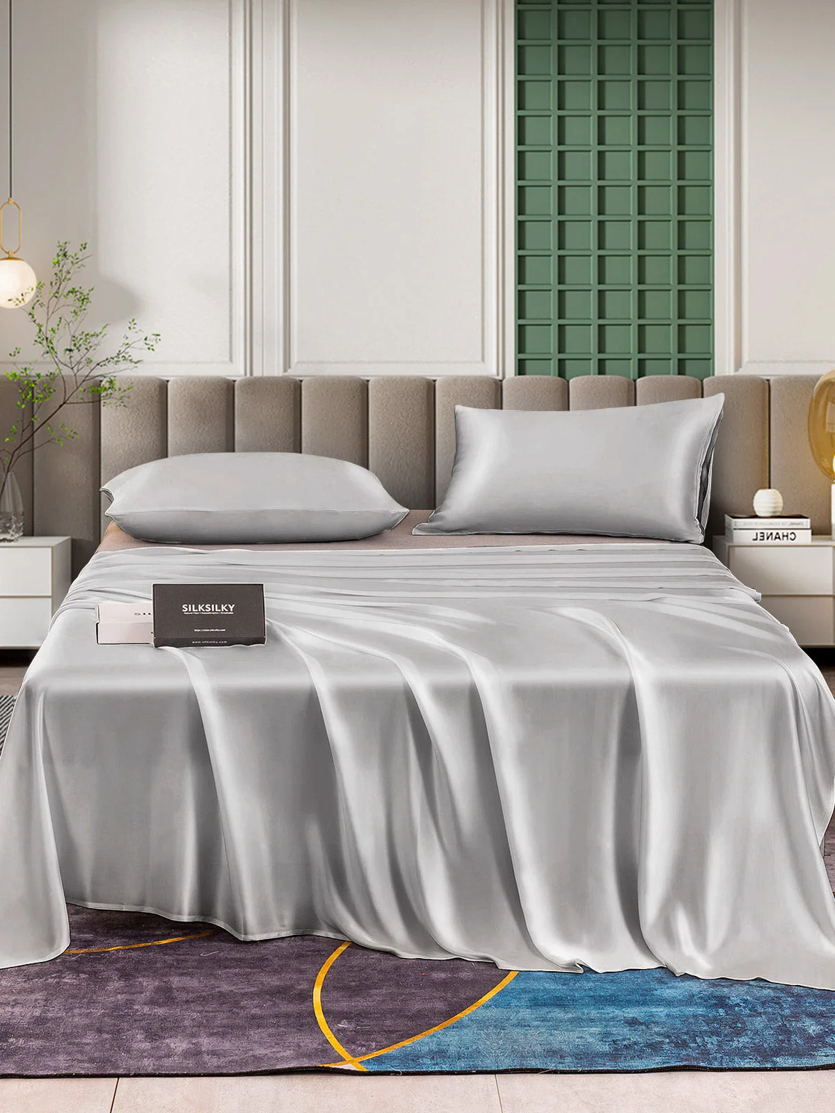 25Momme 3Pcs Silk Set Flat Sheet+2x Pillowcases - Image 22
