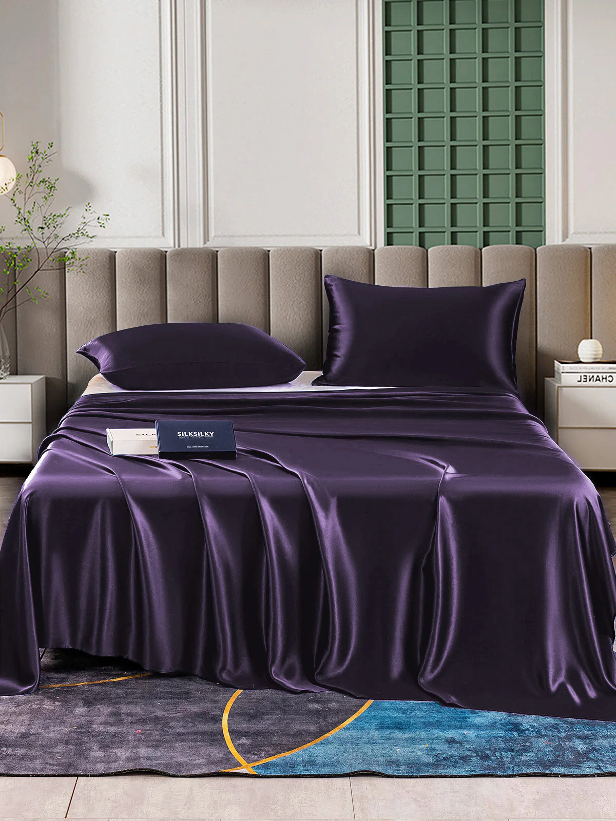 25Momme 3Pcs Silk Set Flat Sheet+2x Pillowcases - Image 31