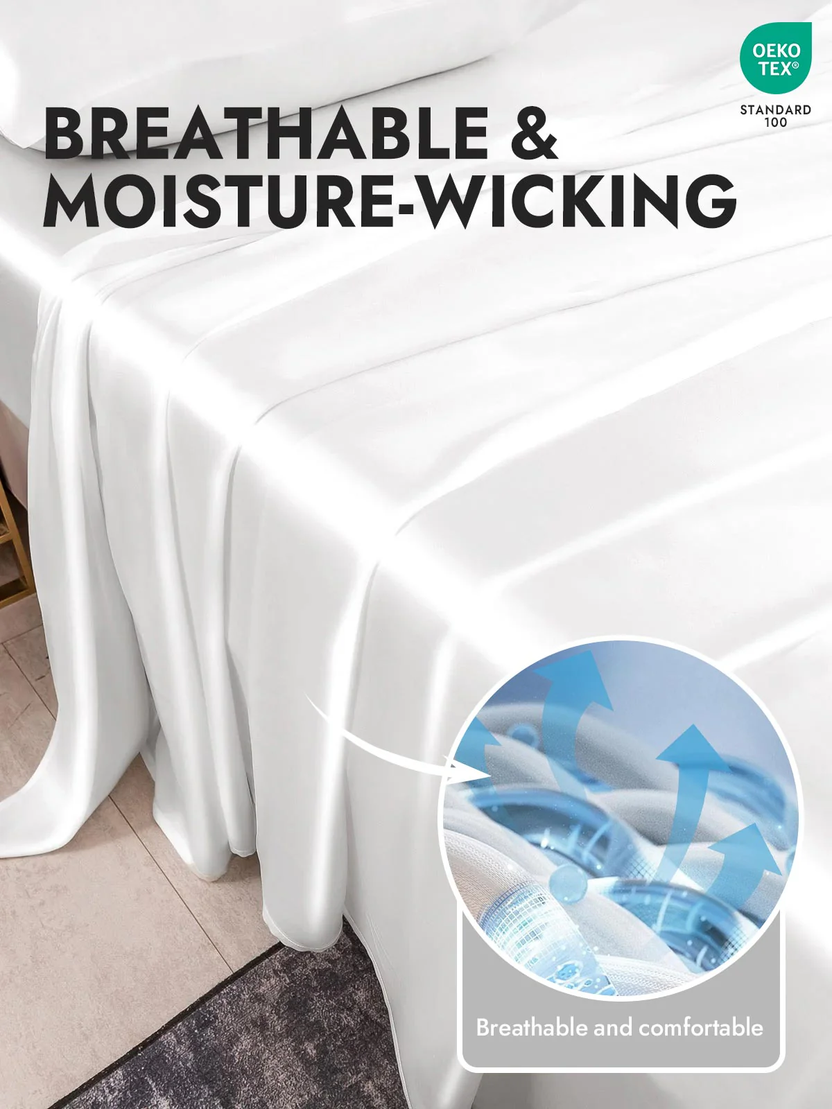 25Momme Silk 4Pcs Set Fitted&Flat Sheets+2x Pillowcases - Image 11