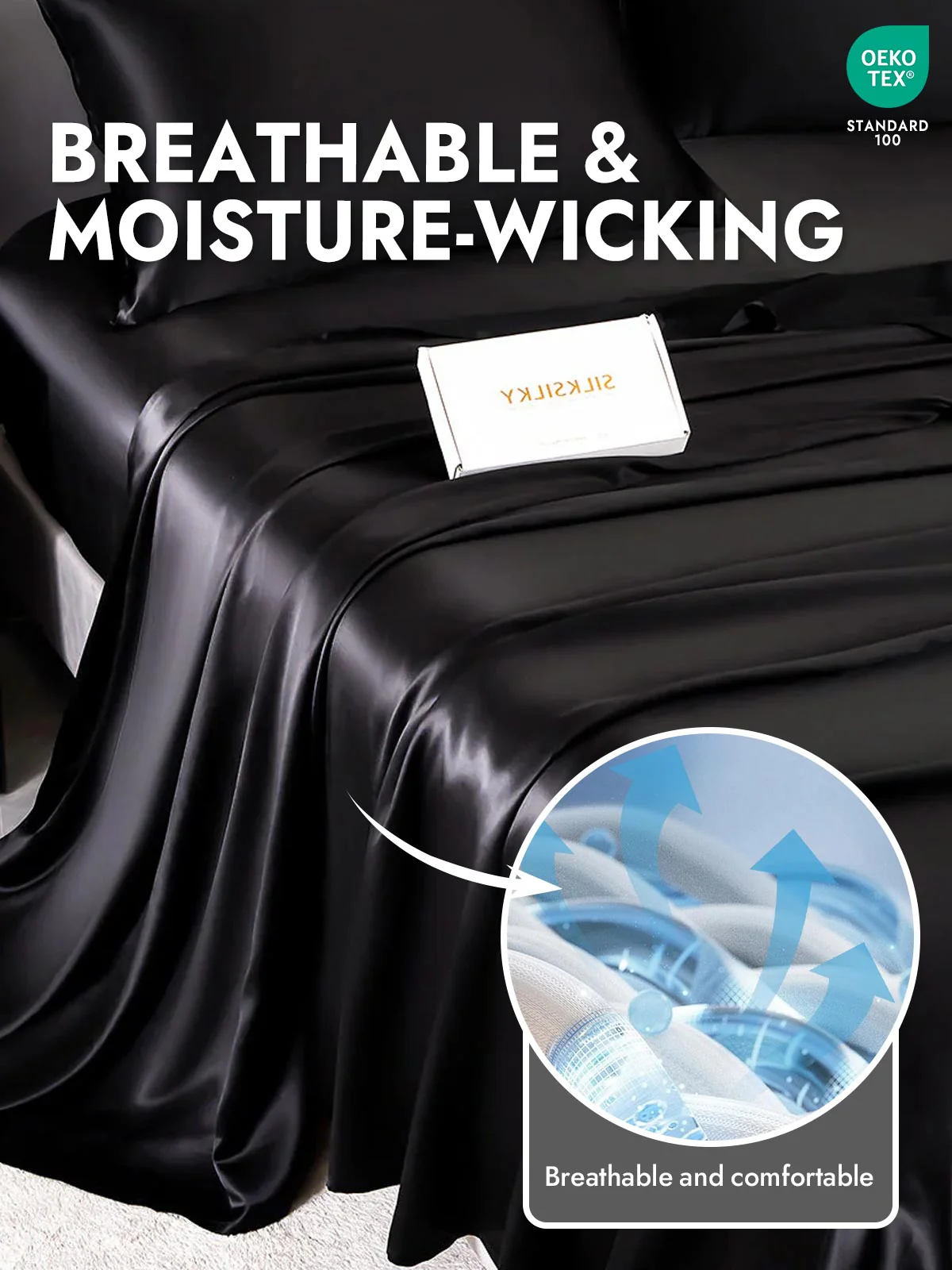25Momme Silk 4Pcs Set Fitted&Flat Sheets+2x Pillowcases - Image 20