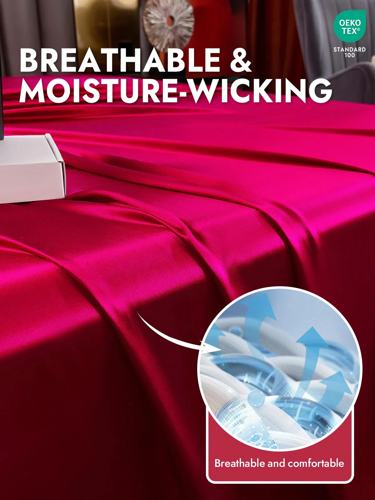 25Momme Silk 4Pcs Set Fitted&Flat Sheets+2x Pillowcases - Image 54