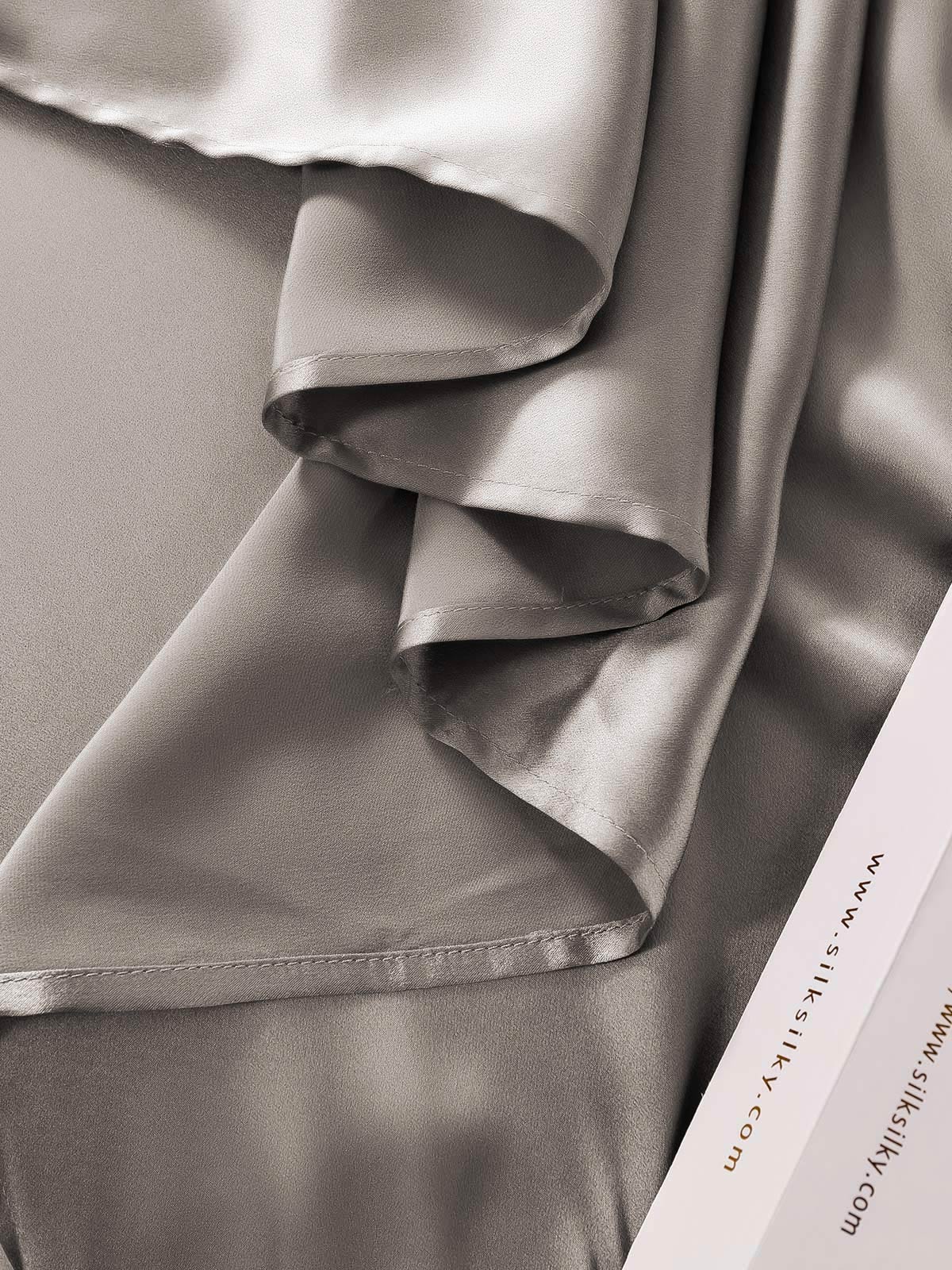 25Momme Silk 4Pcs Set Fitted&Flat Sheets+2x Pillowcases - Image 8