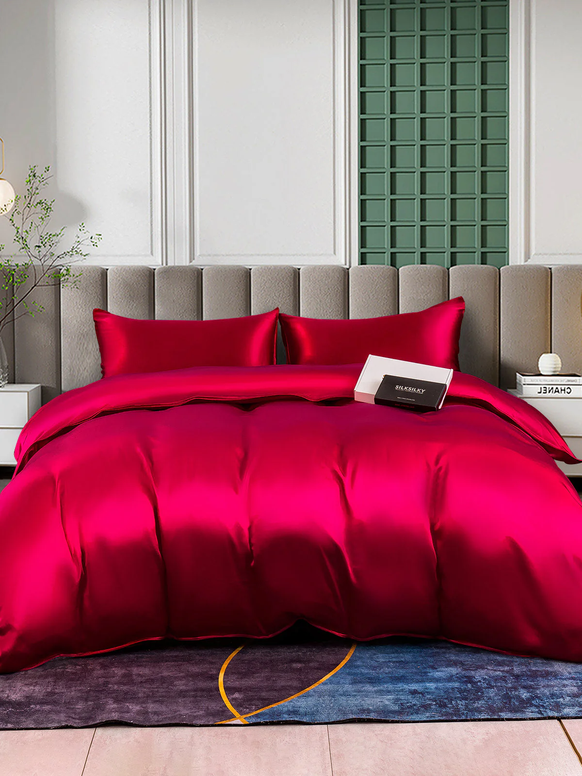 25Momme 3Pcs Silk Set Duvet Cover+2x Pillowcases - Image 17