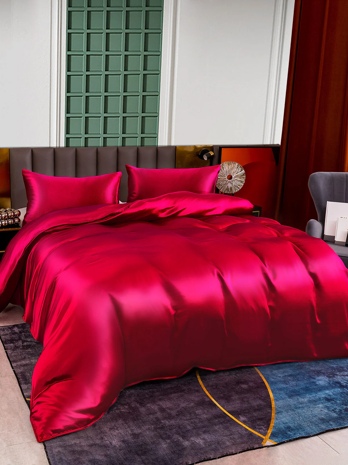 25Momme 3Pcs Silk Set Duvet Cover+2x Pillowcases - Image 19