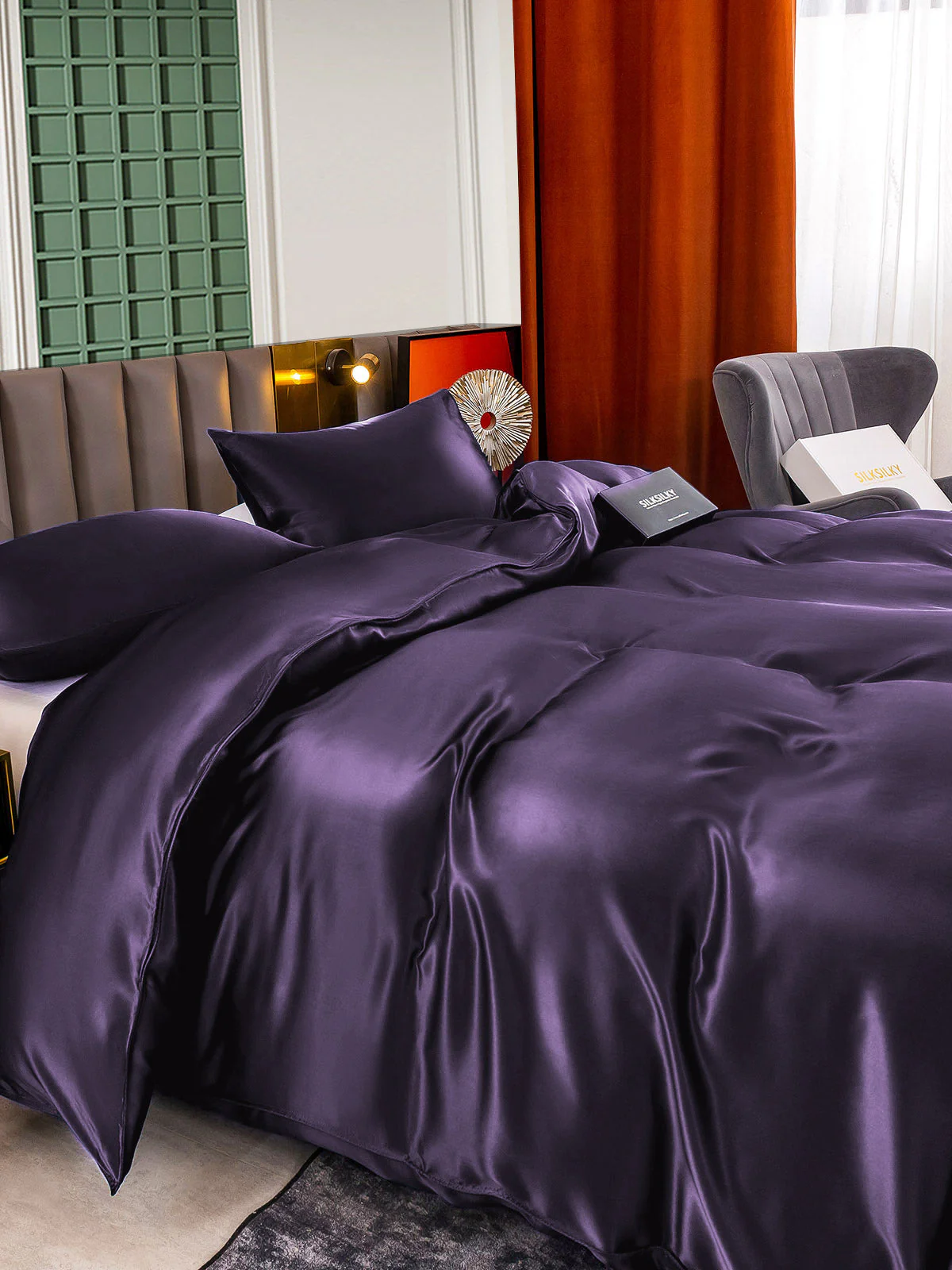 25Momme 3Pcs Silk Set Duvet Cover+2x Pillowcases - Image 25