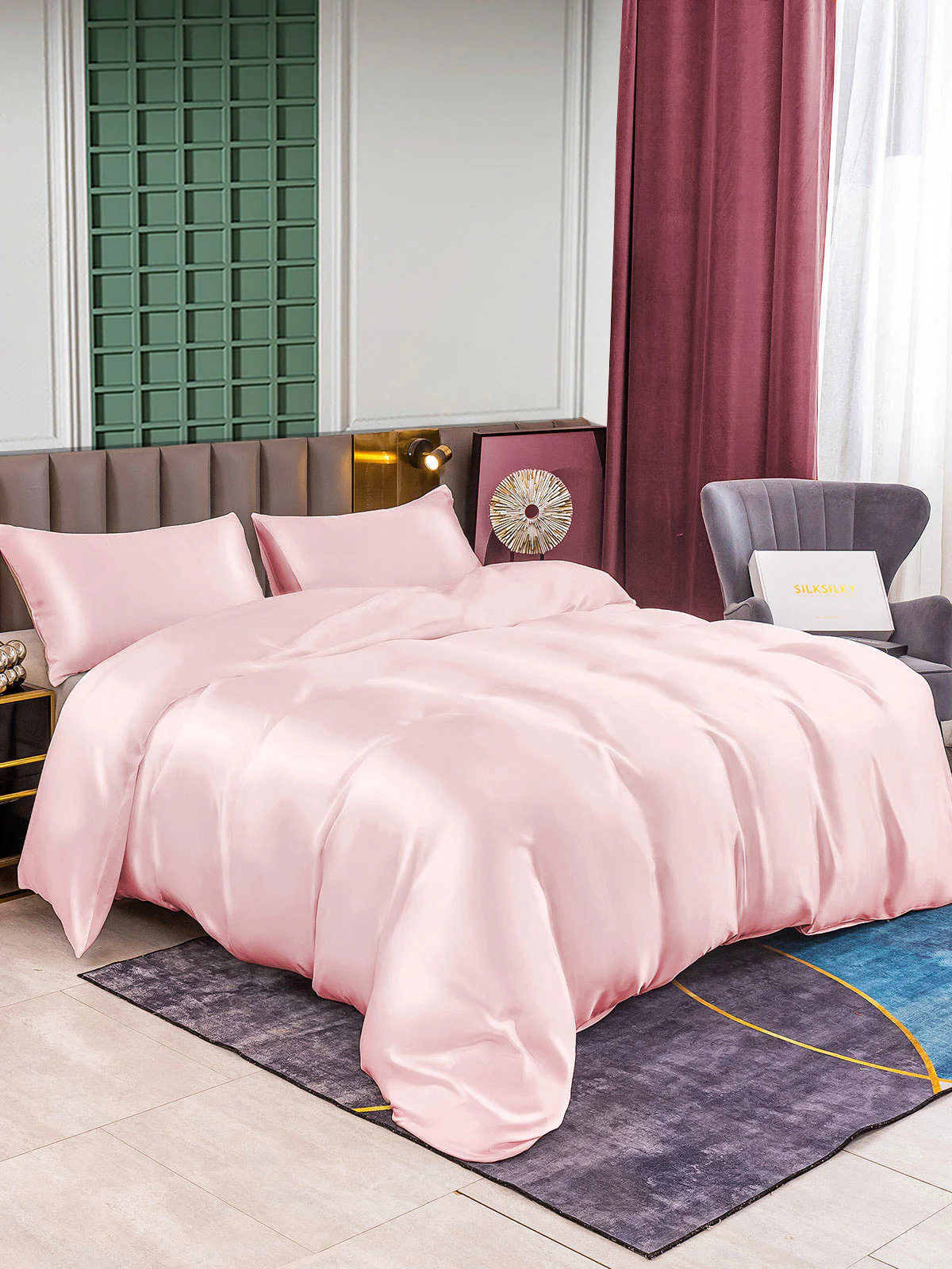 25Momme 3Pcs Silk Set Duvet Cover+2x Pillowcases - Image 36