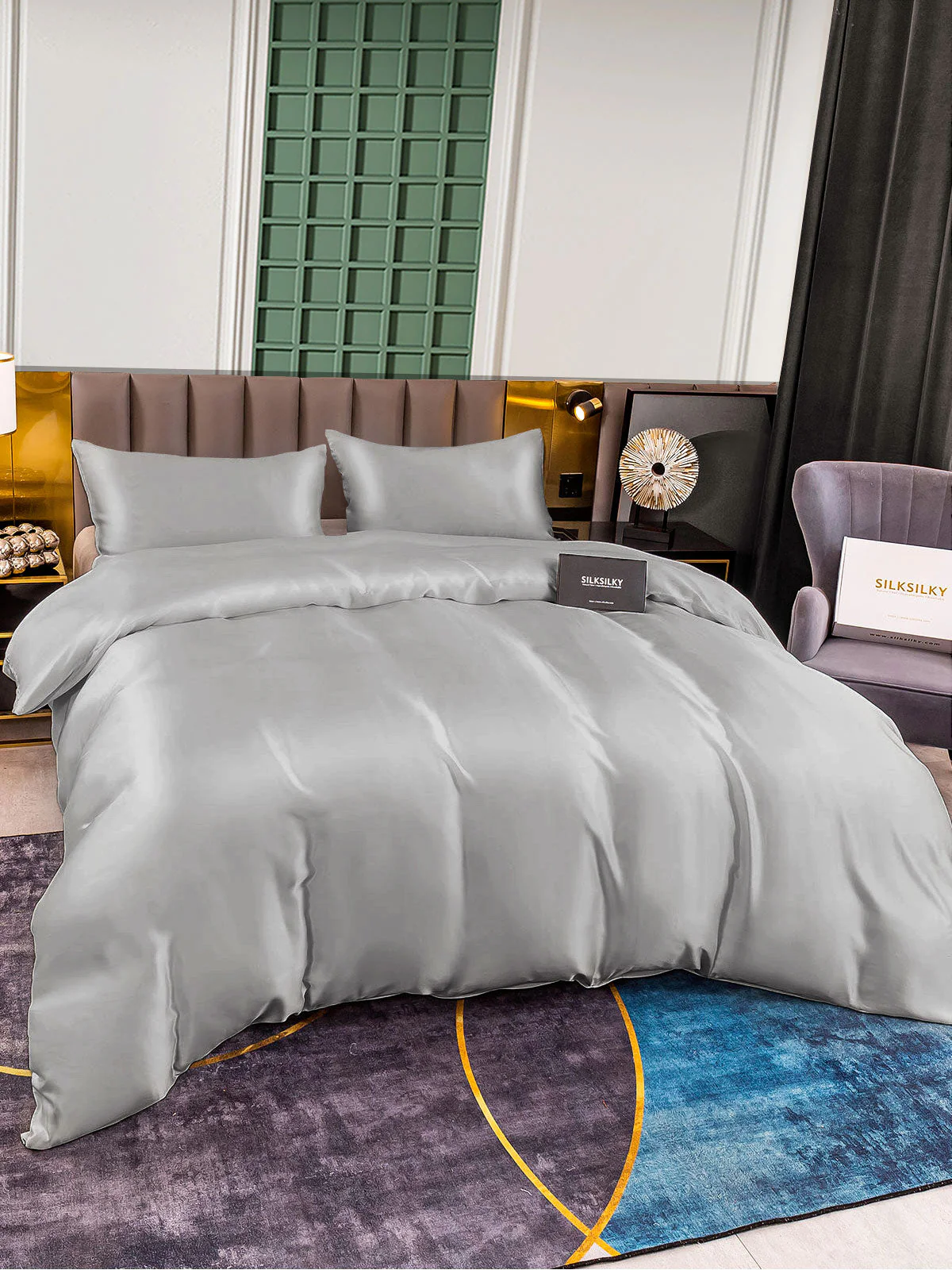 25Momme 3Pcs Silk Set Duvet Cover+2x Pillowcases - Image 42
