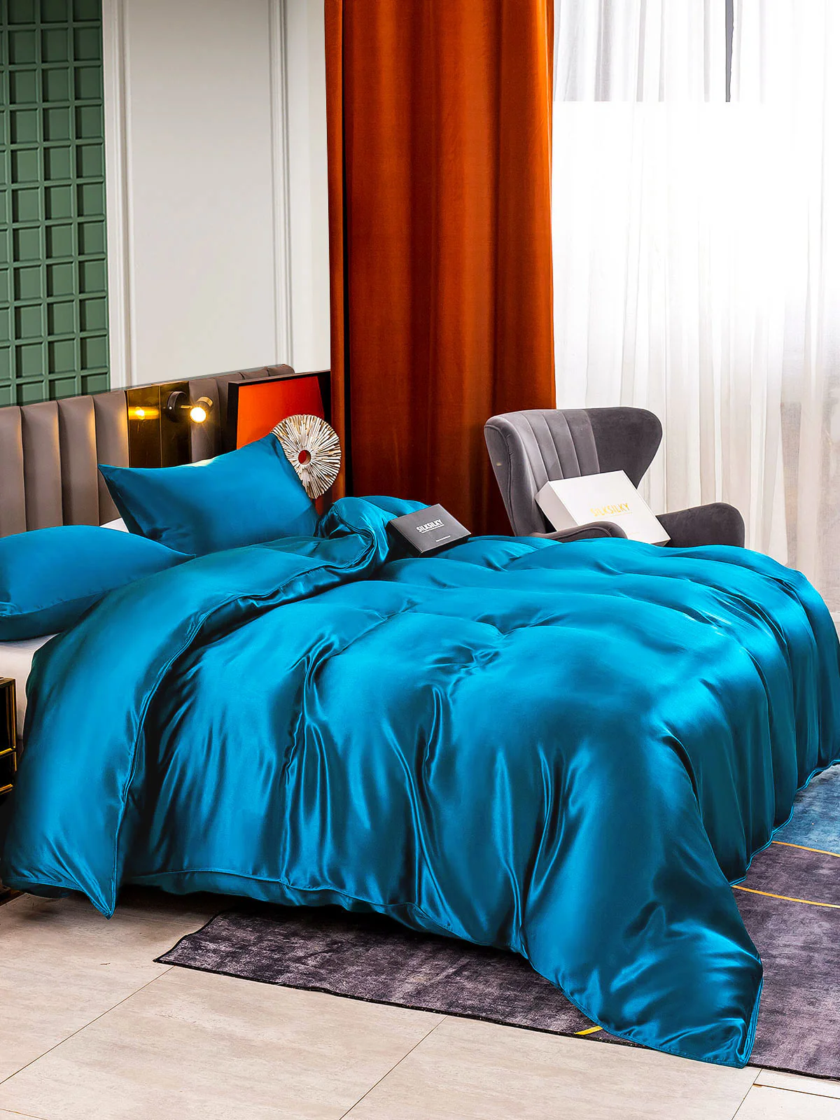 25Momme 3Pcs Silk Set Duvet Cover+2x Pillowcases - Image 46
