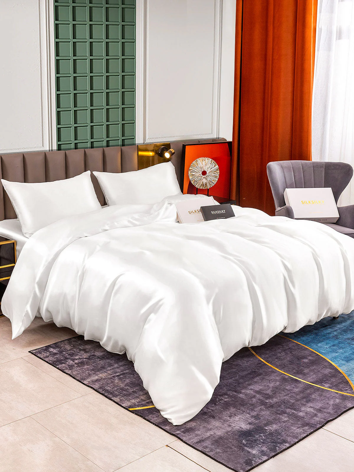 25Momme 4Pcs Silk Set Duvet Cover+Fitted Sheet+2x Pillowcases - Image 2