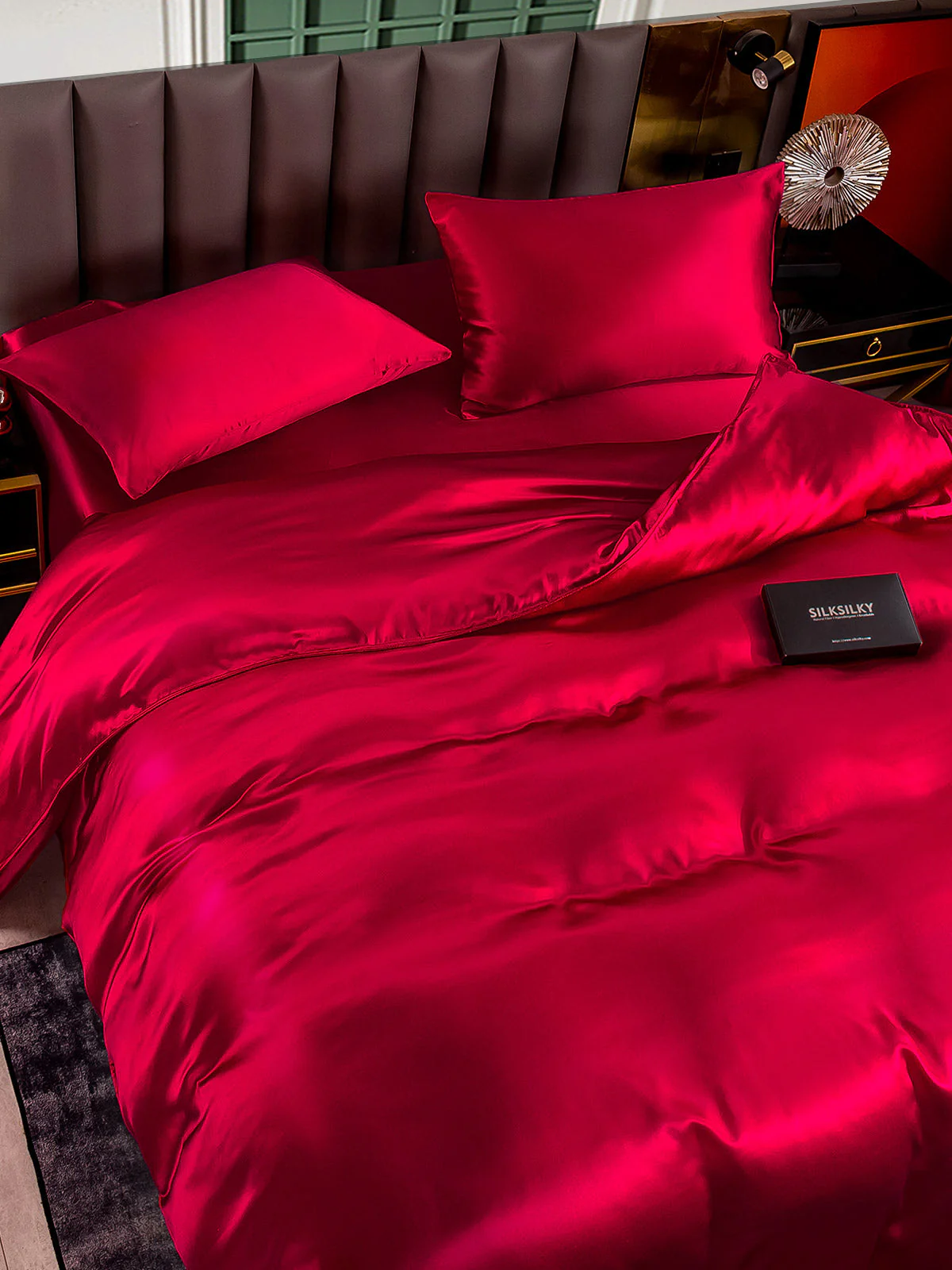 25Momme 4Pcs Silk Set Duvet Cover+Fitted Sheet+2x Pillowcases - Image 23