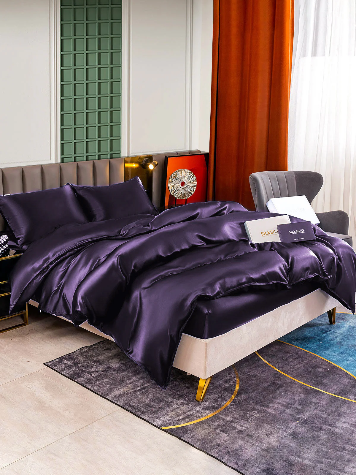 25Momme 4Pcs Silk Set Duvet Cover+Fitted Sheet+2x Pillowcases - Image 32