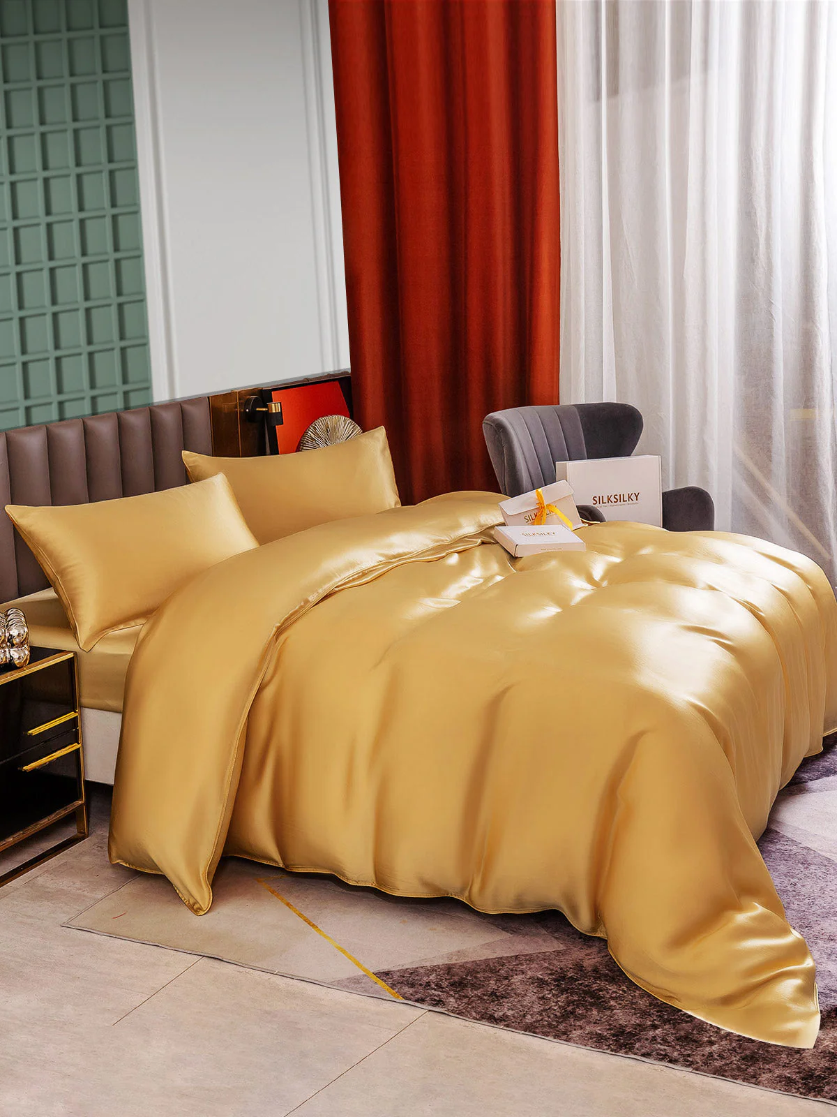 25Momme 4Pcs Silk Set Duvet Cover+Fitted Sheet+2x Pillowcases - Image 42