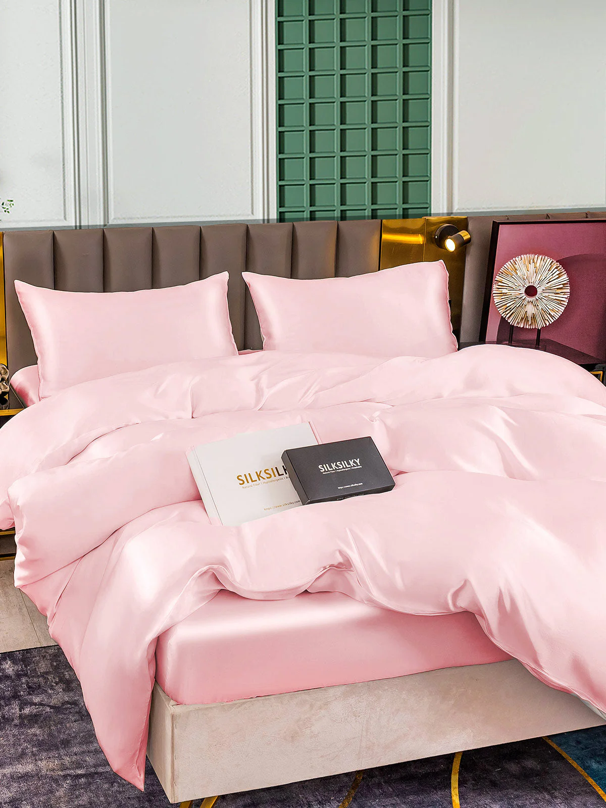 25Momme 4Pcs Silk Set Duvet Cover+Fitted Sheet+2x Pillowcases - Image 52