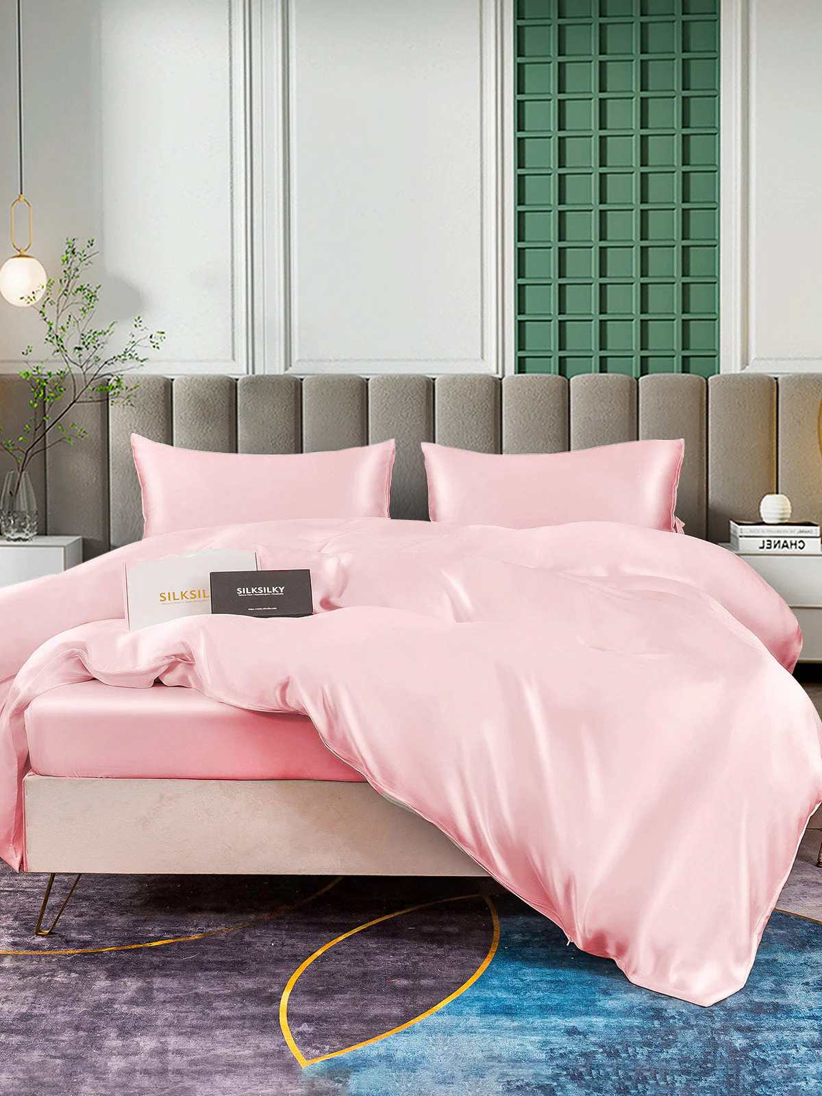 25Momme 4Pcs Silk Set Duvet Cover+Fitted Sheet+2x Pillowcases - Image 54