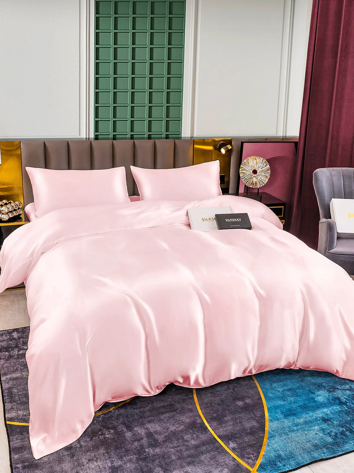 25Momme 4Pcs Silk Set Duvet Cover+Fitted Sheet+2x Pillowcases - Image 55