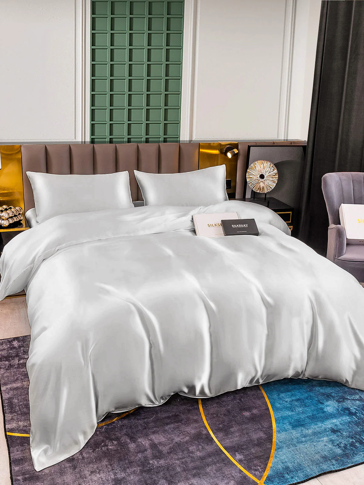 25Momme 4Pcs Silk Set Duvet Cover+Fitted Sheet+2x Pillowcases - Image 57