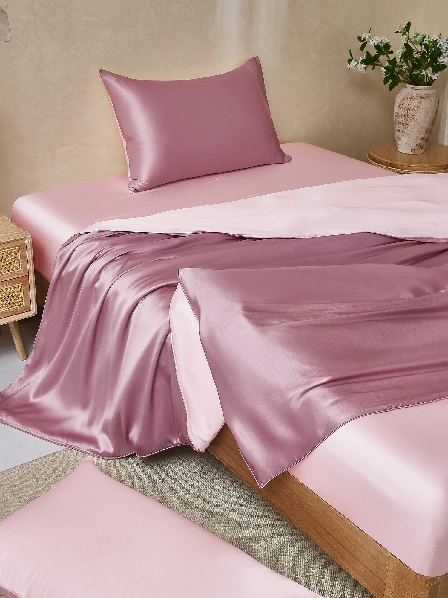 25Momme 4Pcs Silk Set Duvet Cover+Fitted Sheet+2x Pillowcases - Image 66