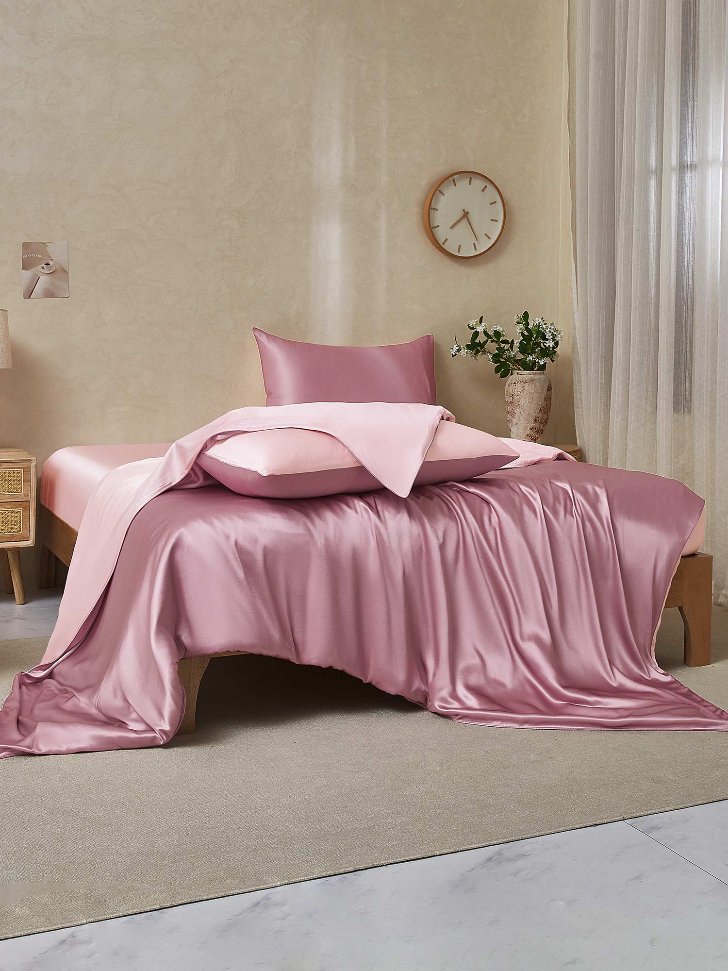25Momme 4Pcs Silk Set Duvet Cover+Fitted Sheet+2x Pillowcases - Image 67