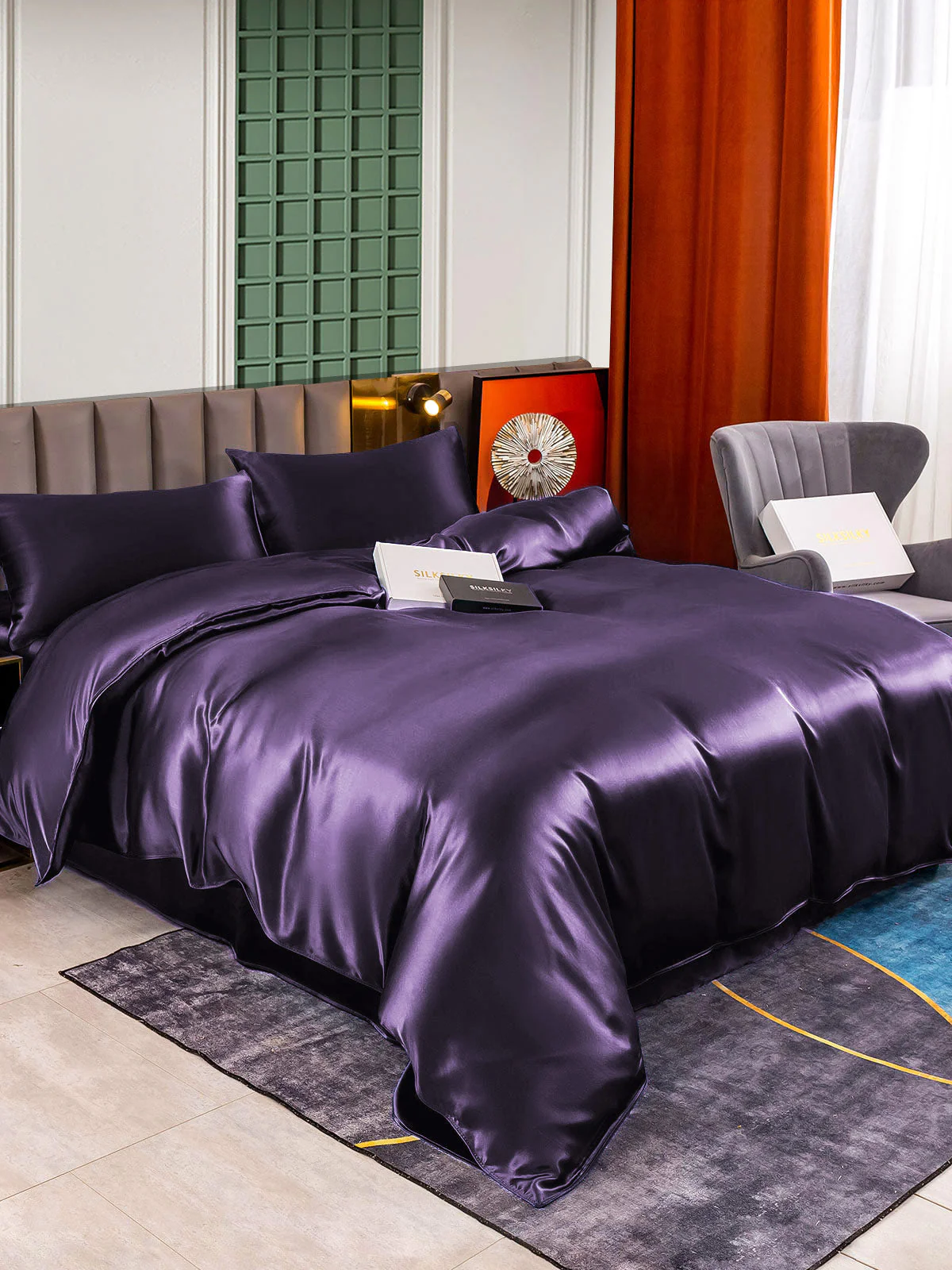 25Momme 4Pcs Silk Set Duvet Cover+Flat Sheet+2x Pillowcases - Image 25