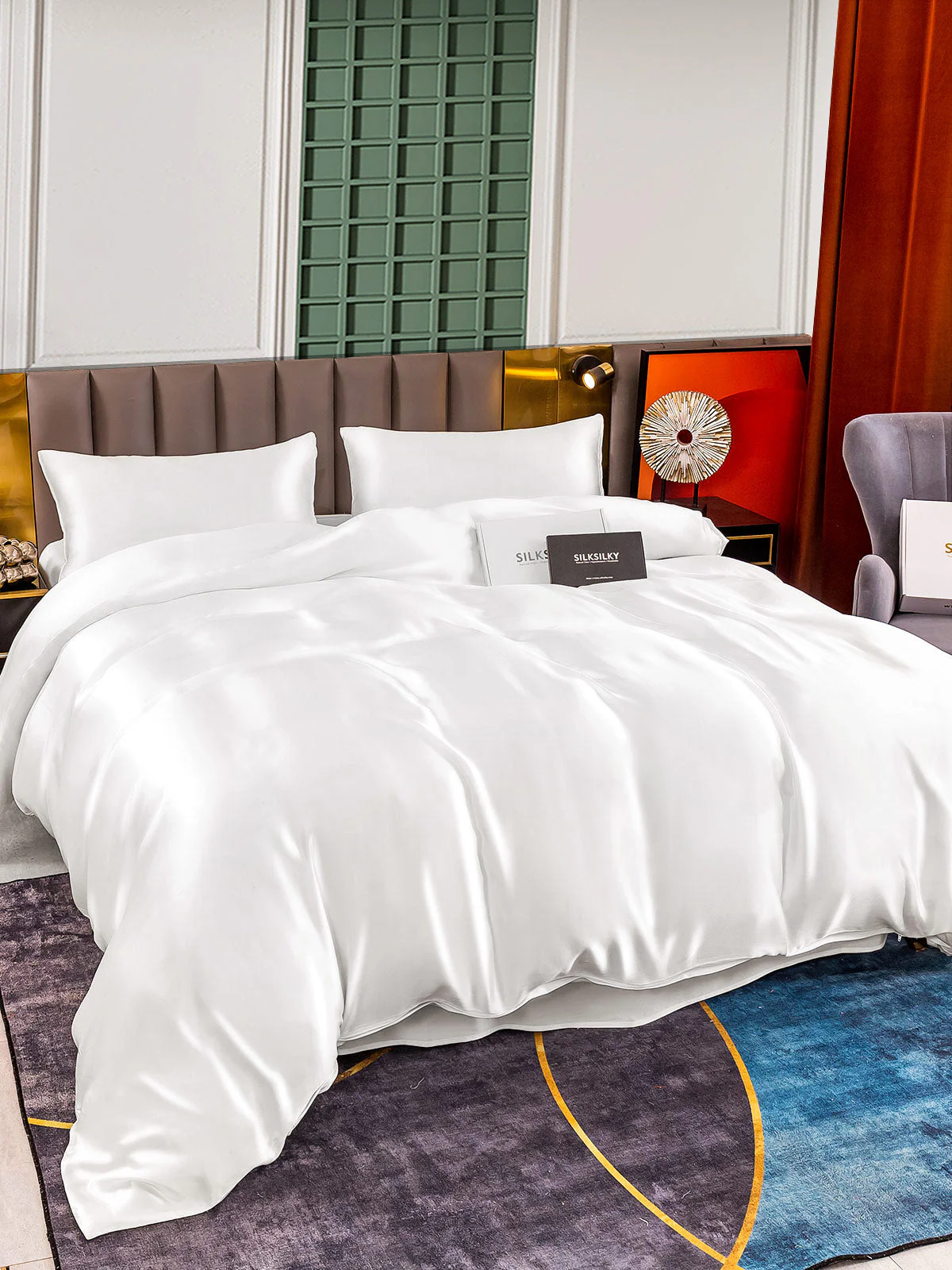 25Momme 4Pcs Silk Set Duvet Cover+Flat Sheet+2x Pillowcases - Image 3