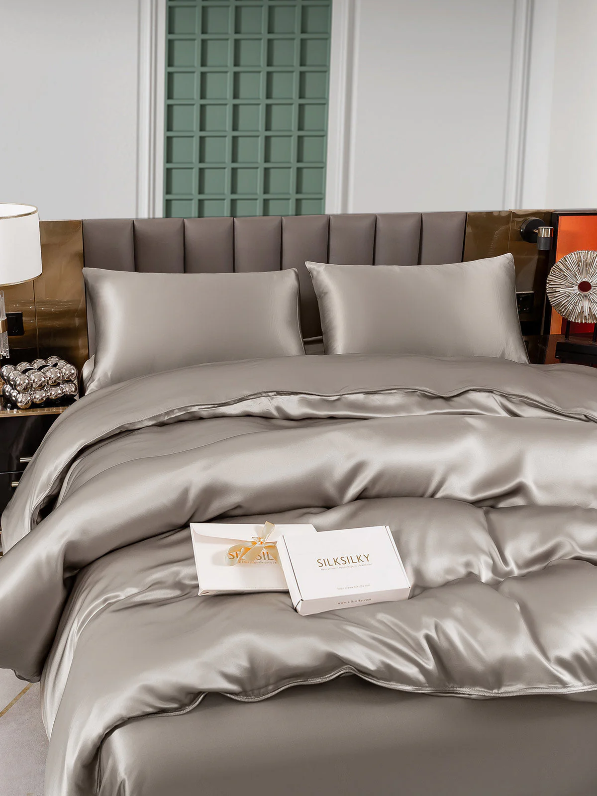 25Momme 4Pcs Silk Set Duvet Cover+Flat Sheet+2x Pillowcases - Image 37